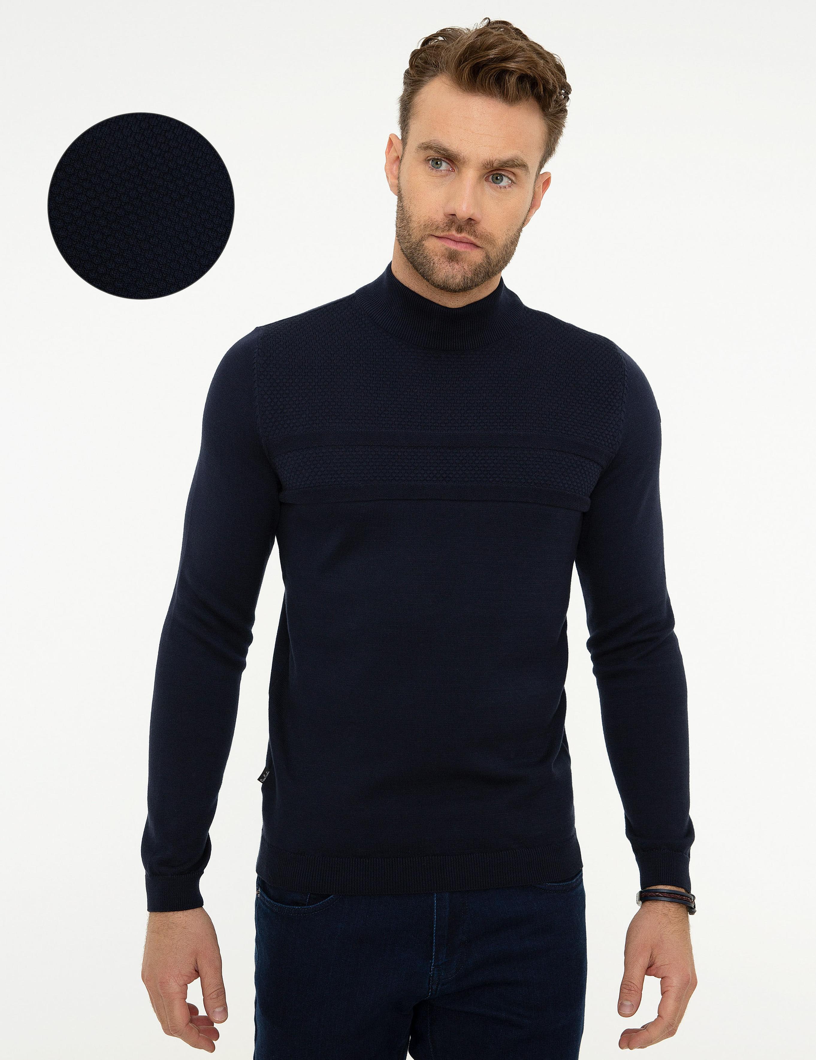 Koyu Lacivert Slim Fit Kazak