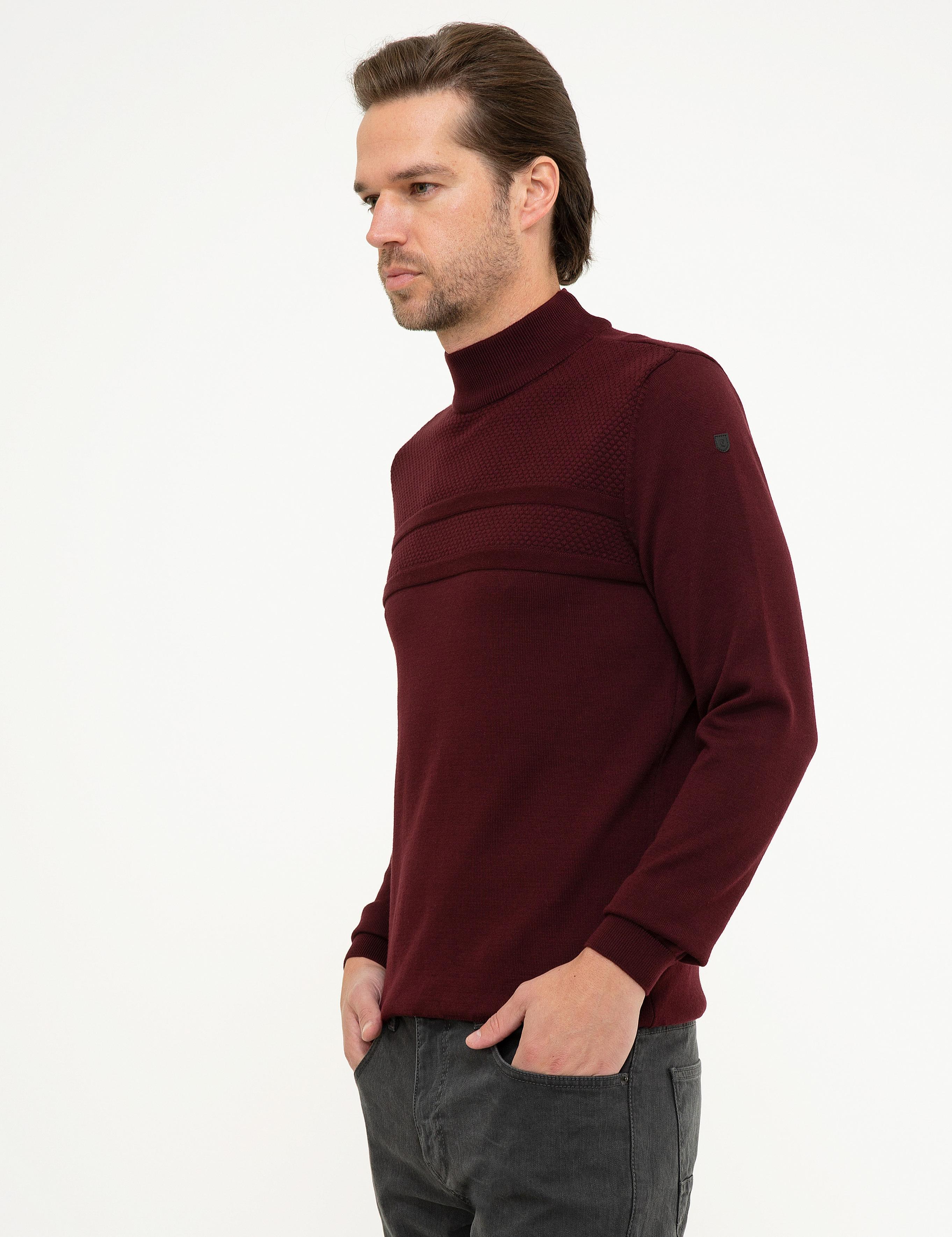 Bordo Slim Fit Triko Kazak