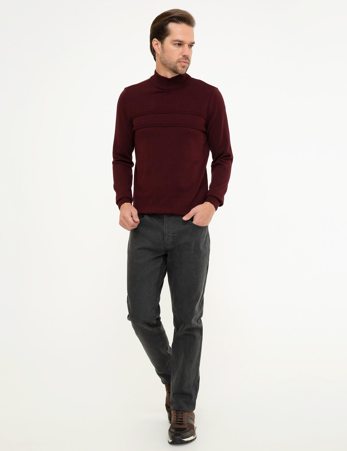 Bordo Slim Fit Triko Kazak - 50216862021