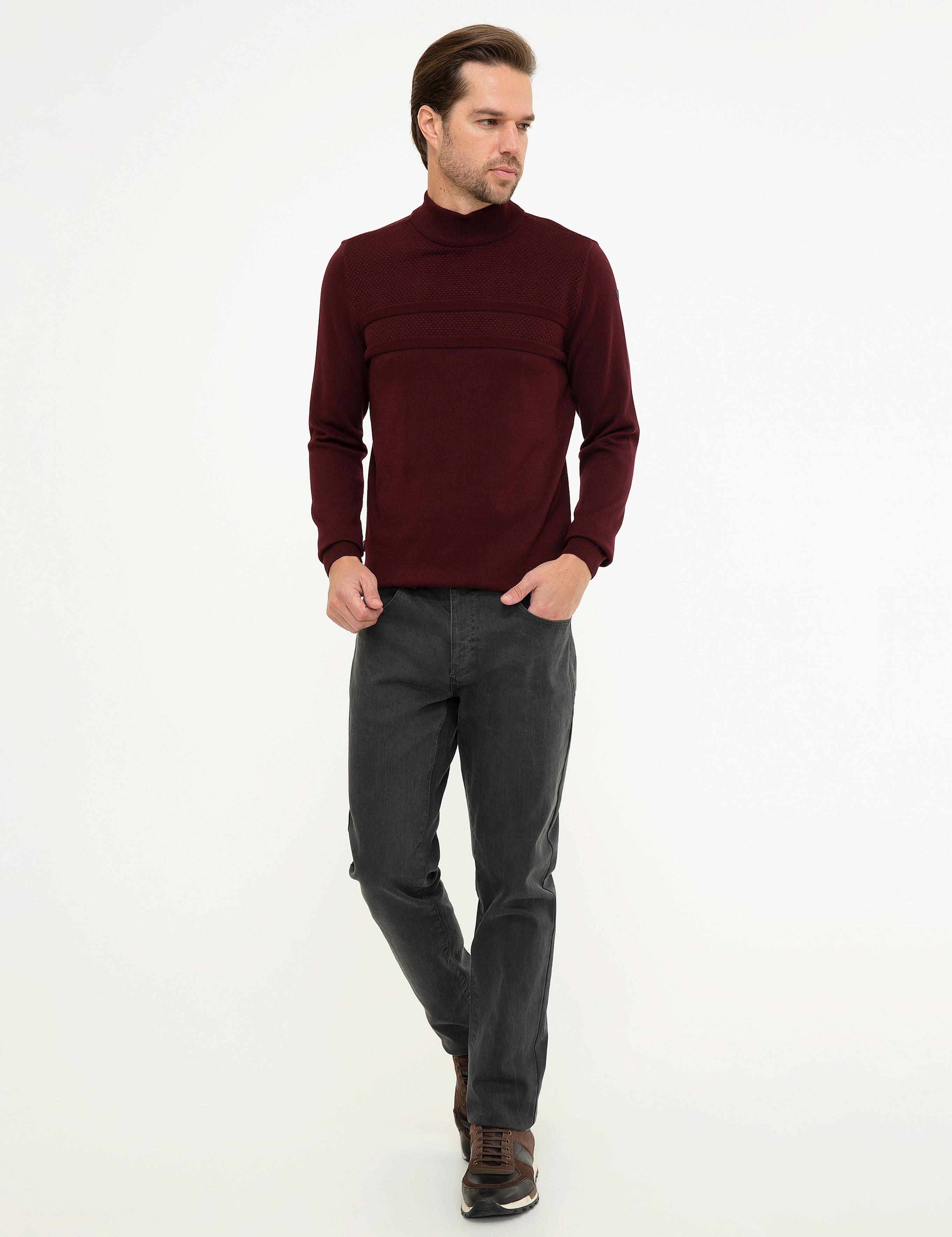 Bordo Slim Fit Triko Kazak