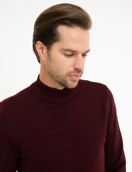 Bordo Slim Fit Triko Kazak - 50216862021