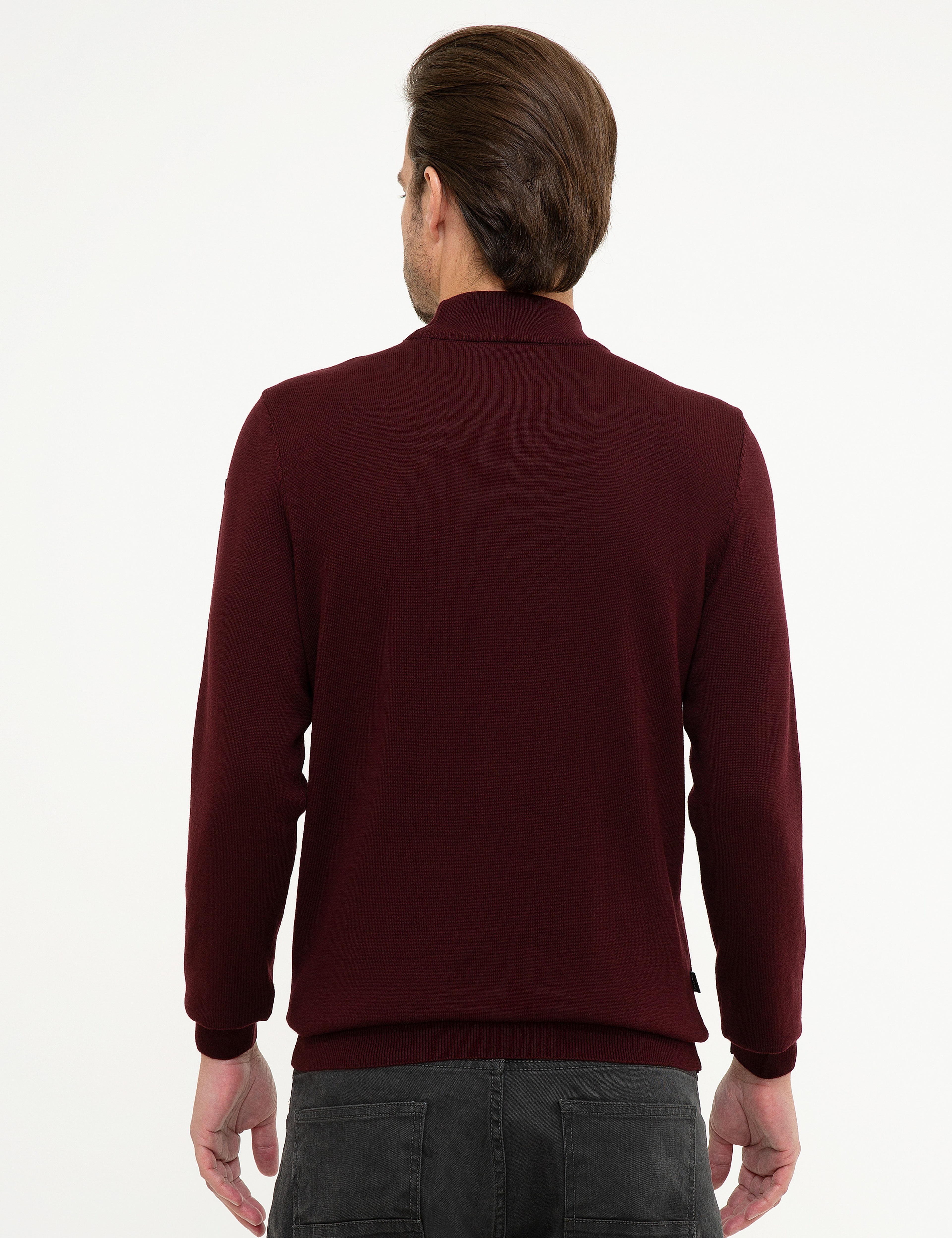 Bordo Slim Fit Triko Kazak