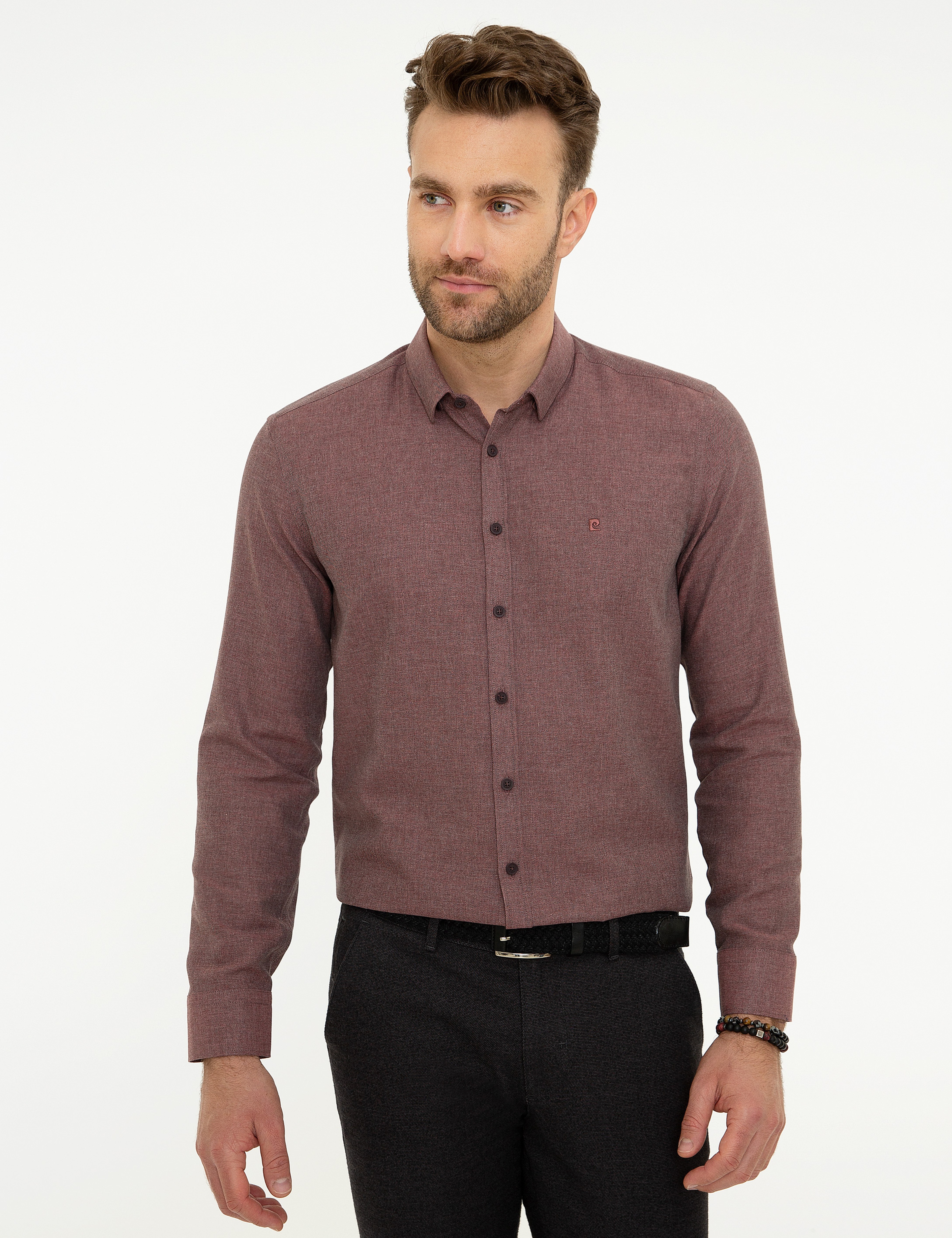 Bordo Slim Fit Gömlek