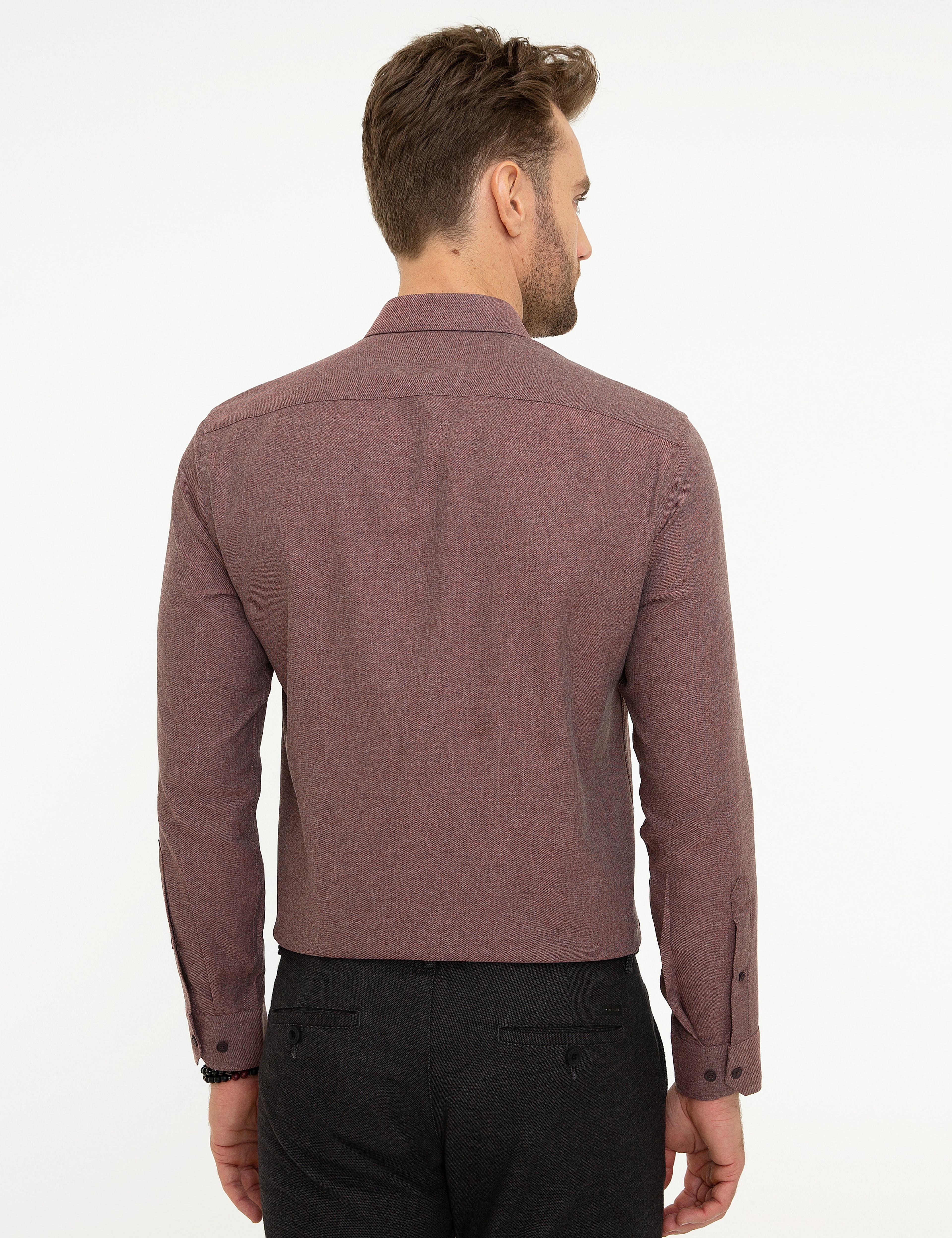 Bordo Slim Fit Gömlek - Image 3