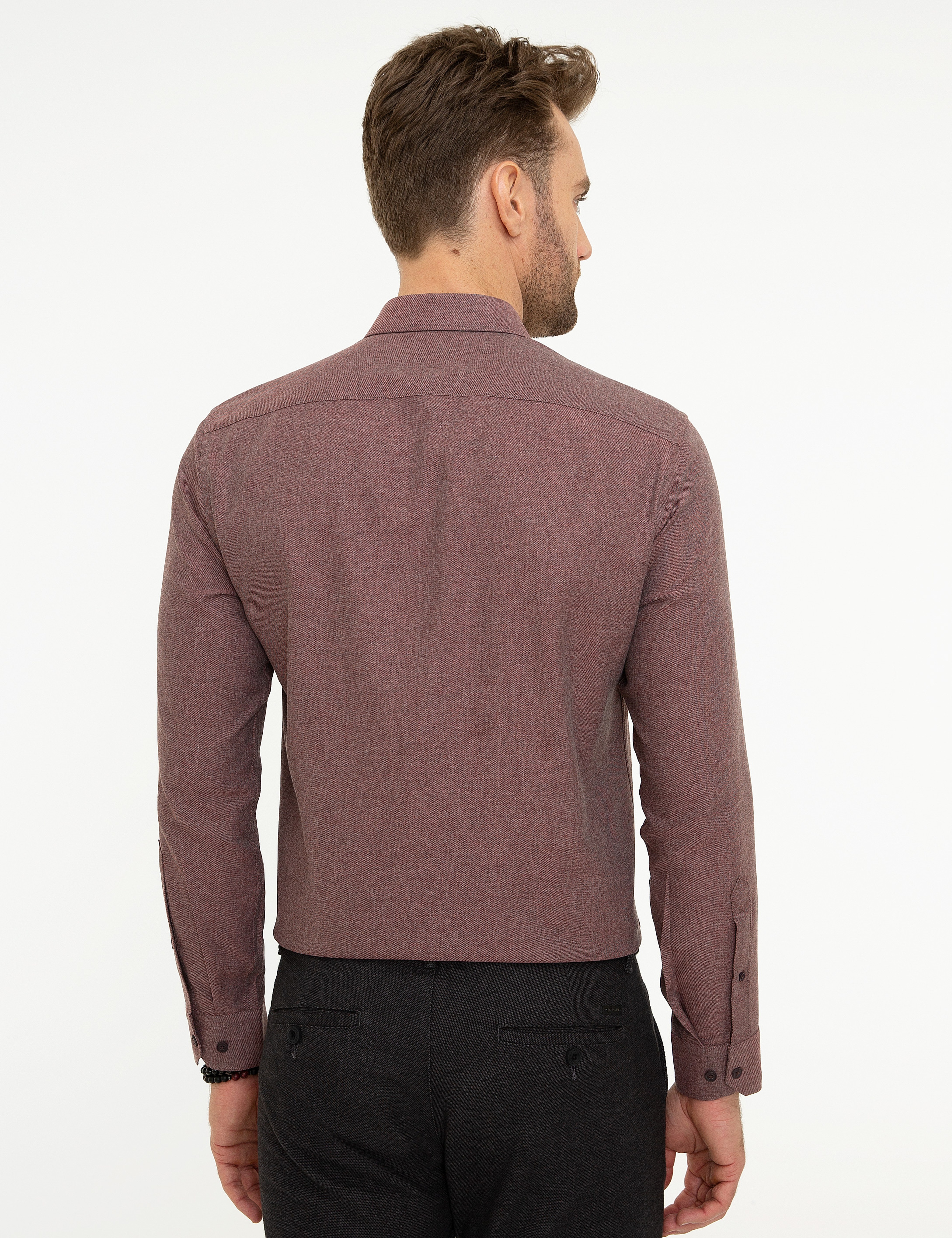 Bordo Slim Fit Gömlek