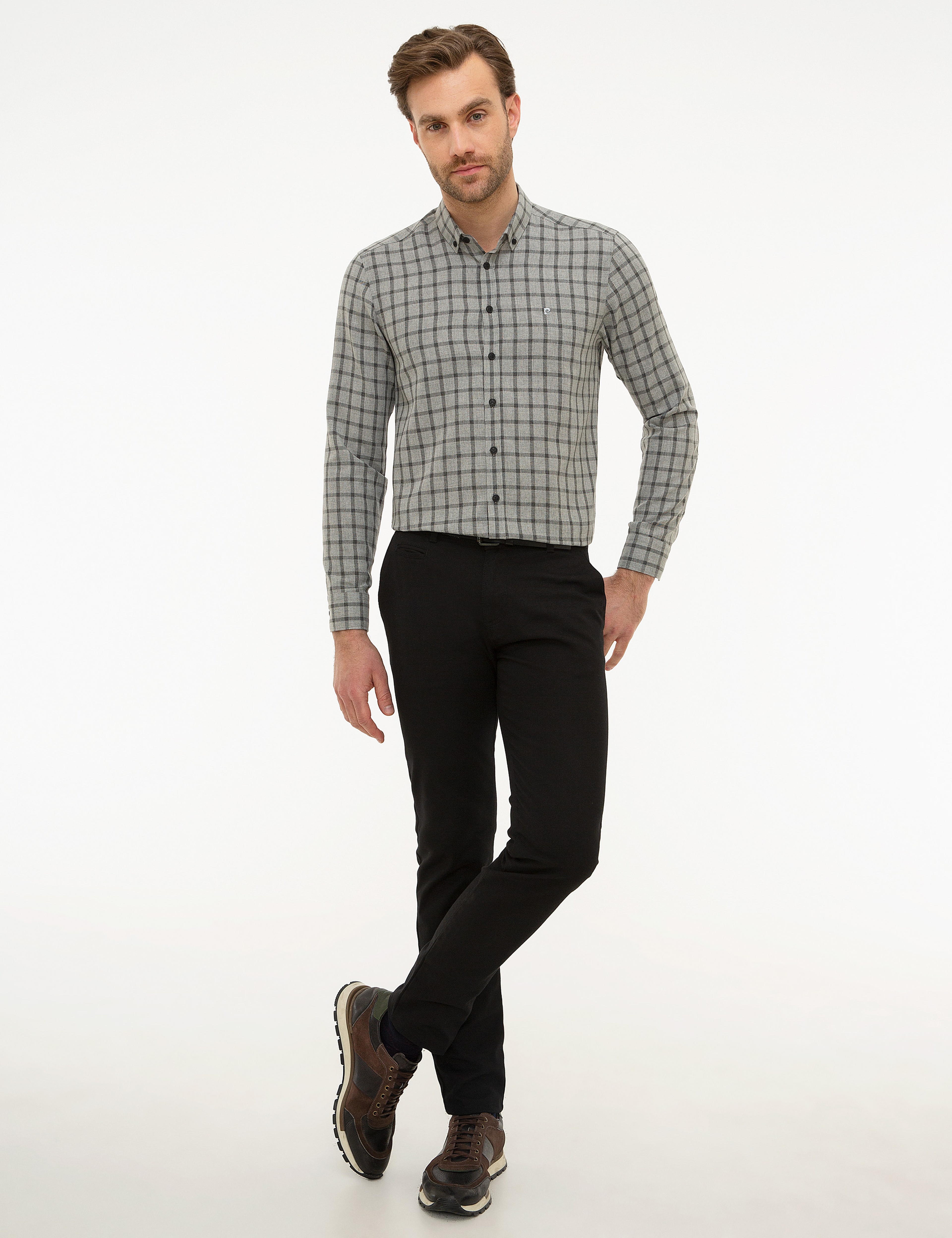 Gri Slim Fit Gömlek - Image 4