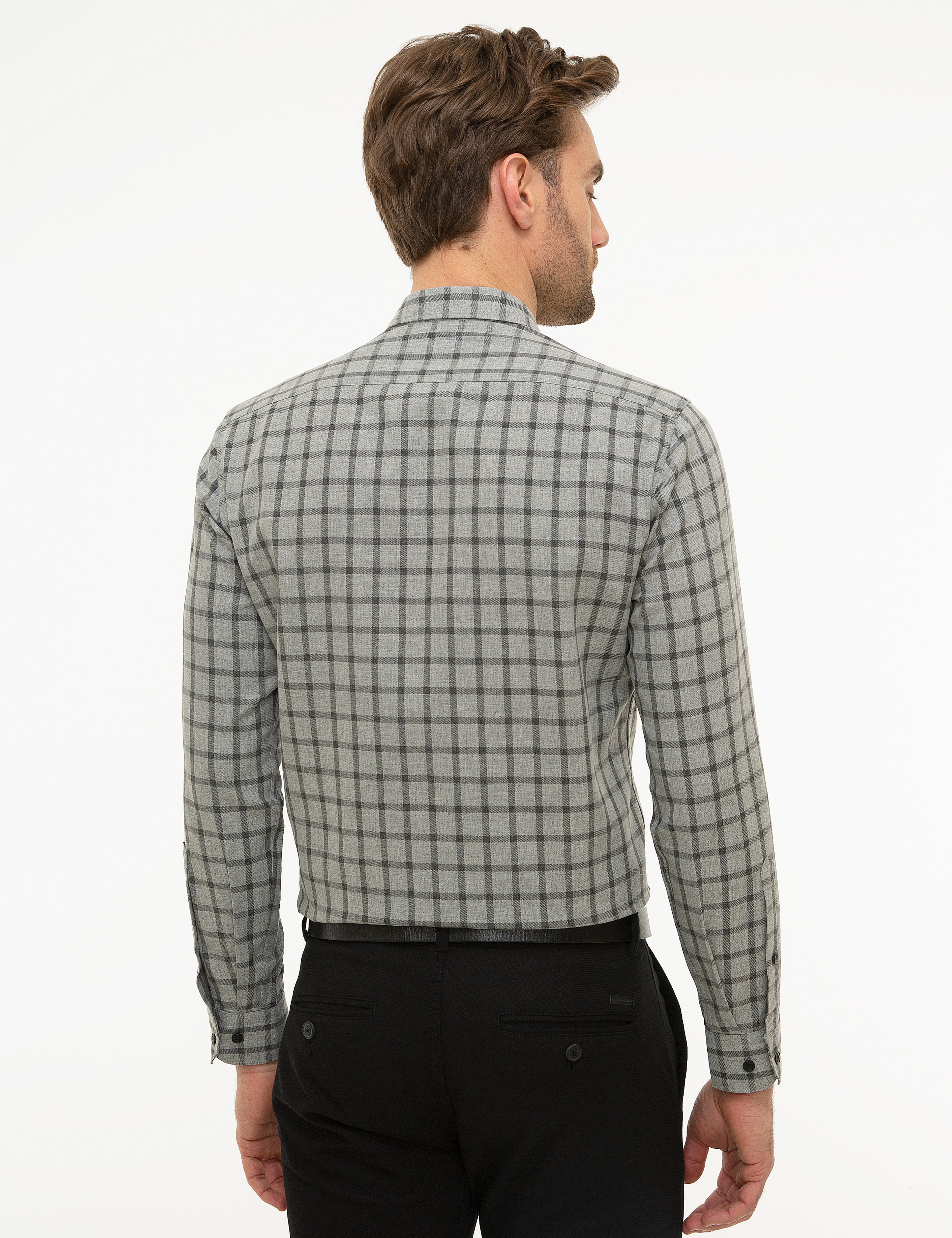 Gri Slim Fit Gömlek - Image 3
