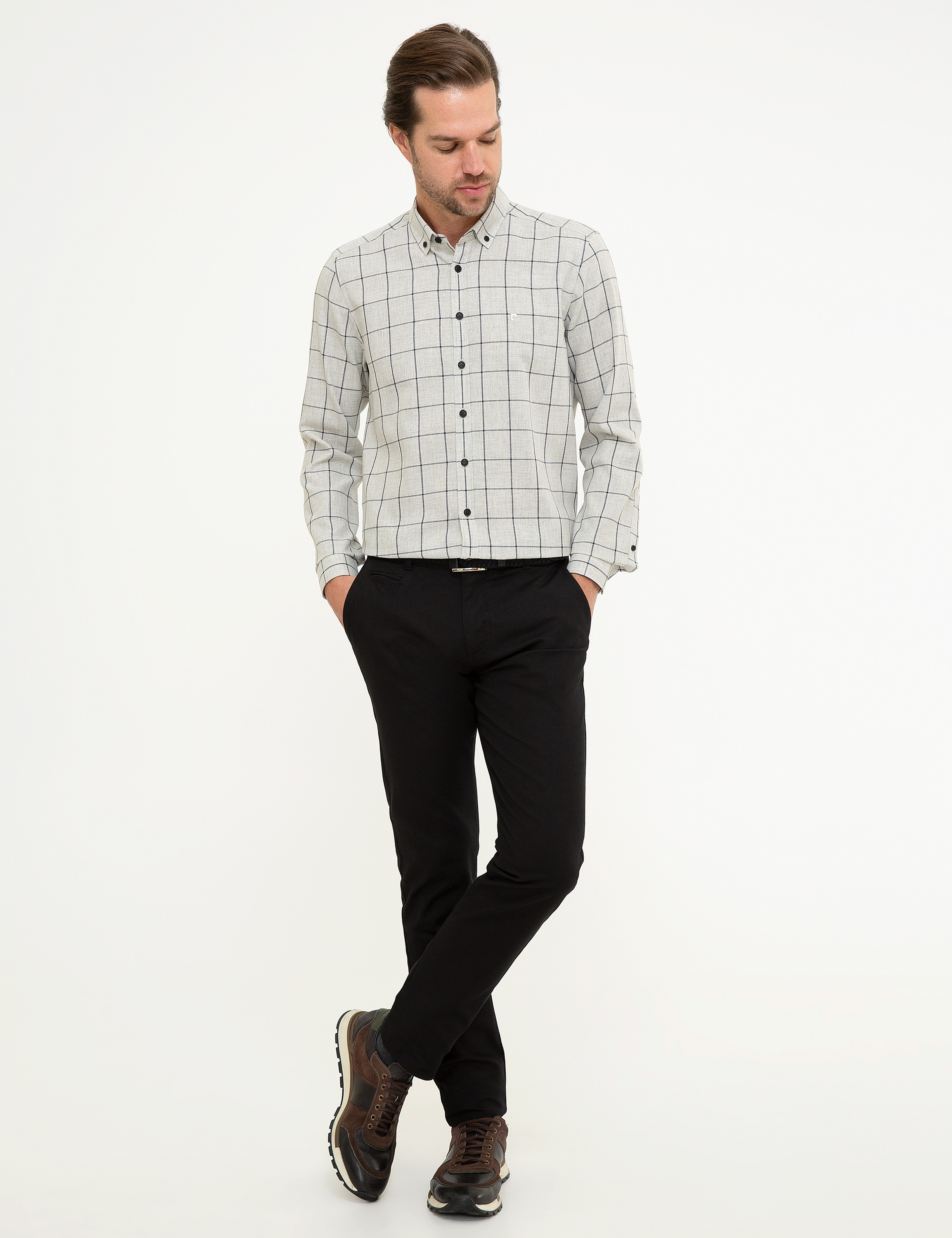 Gri Slim Fit Gömlek - Image 4