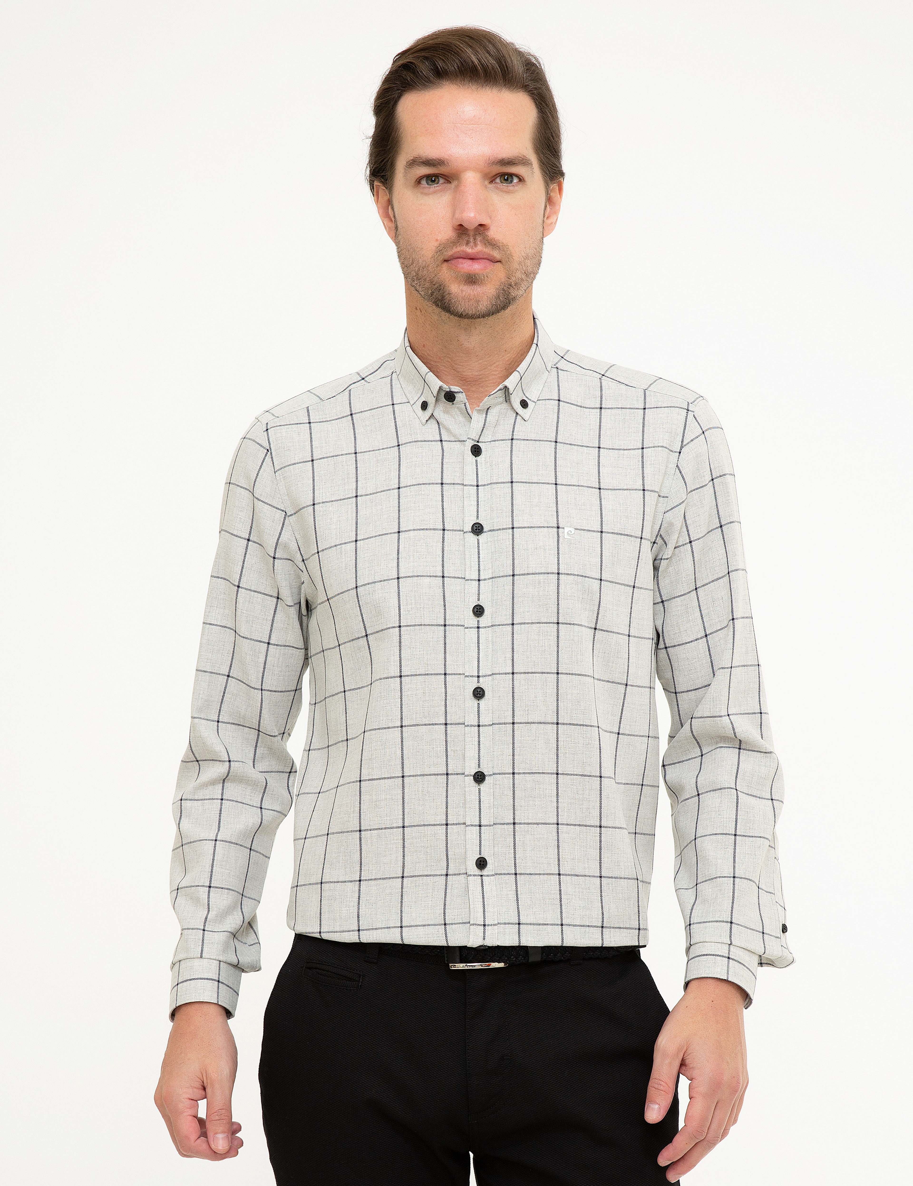 Gri Slim Fit Gömlek - Image 1