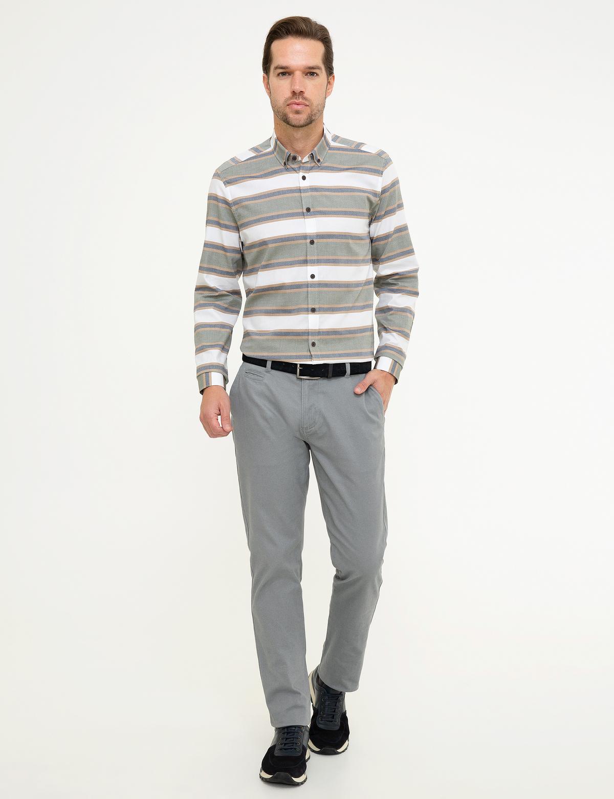 Yeşil Detaylı Slim Fit Gömlek - 50219468024