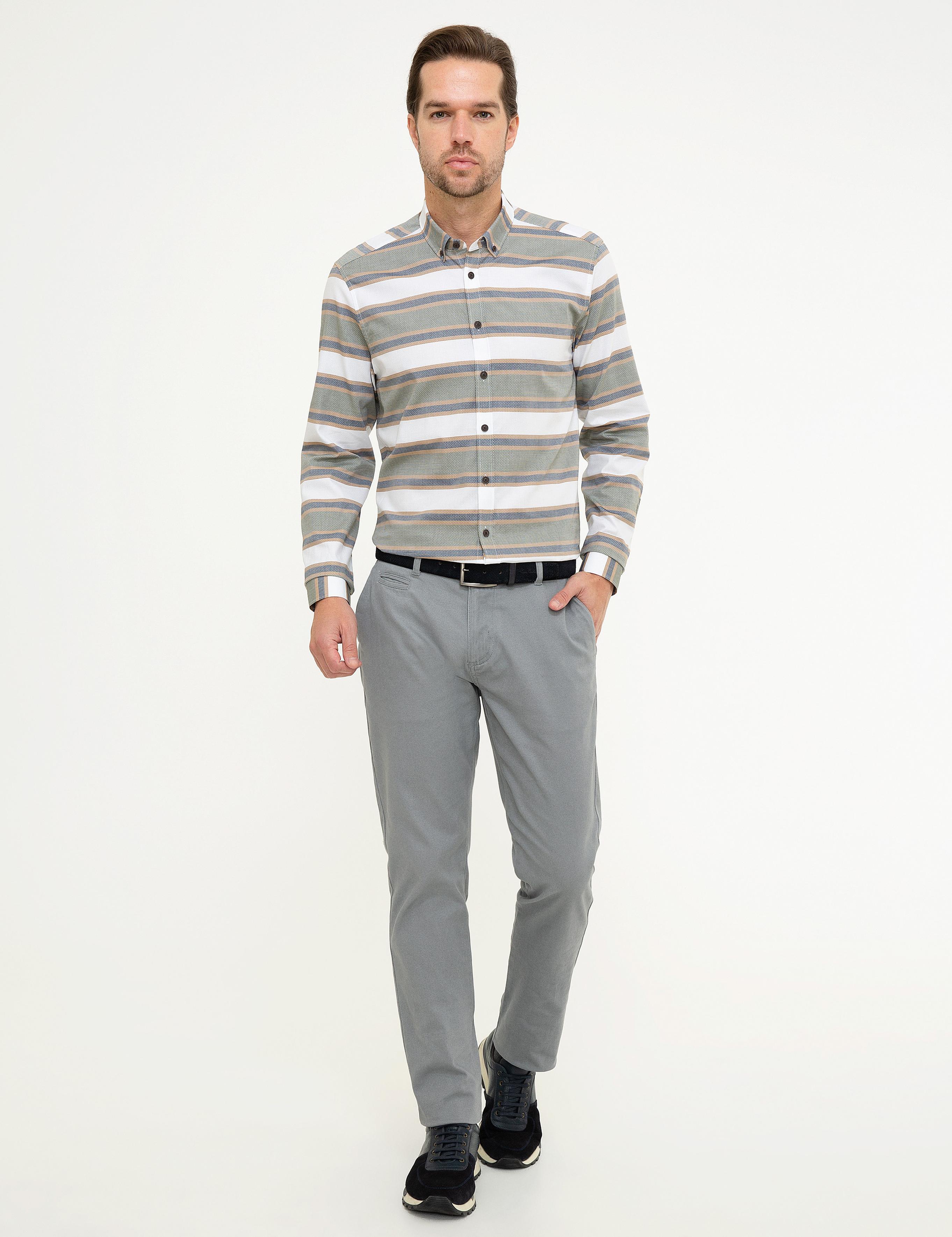 Yeşil Detaylı Slim Fit Gömlek