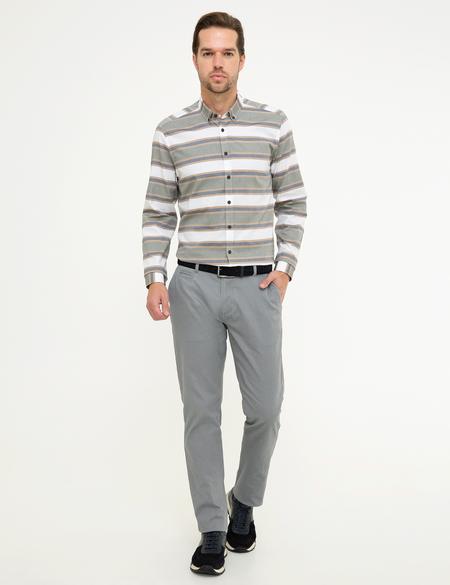Yeşil Detaylı Slim Fit Gömlek - 50219468024