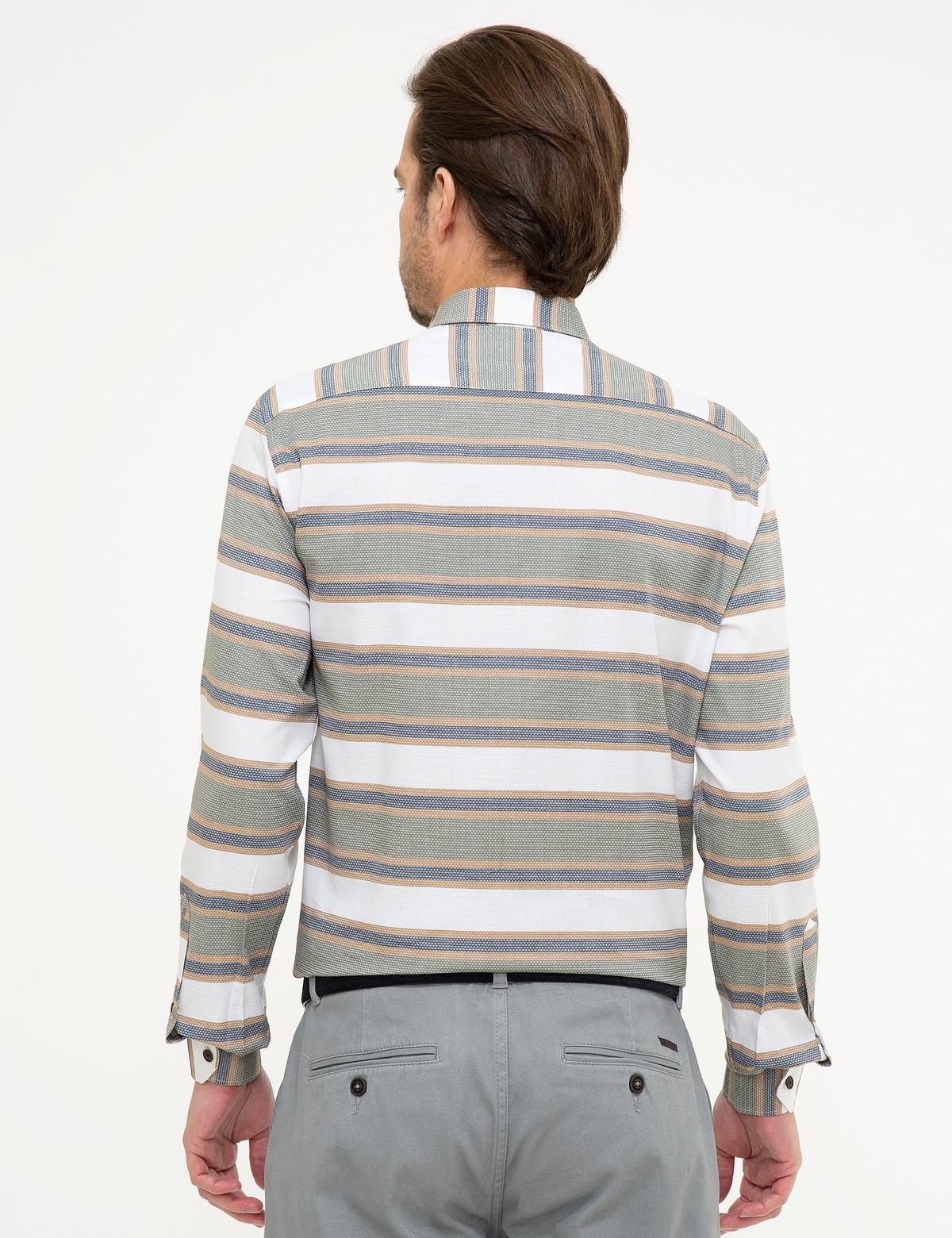 Yeşil Detaylı Slim Fit Gömlek - 50219468024