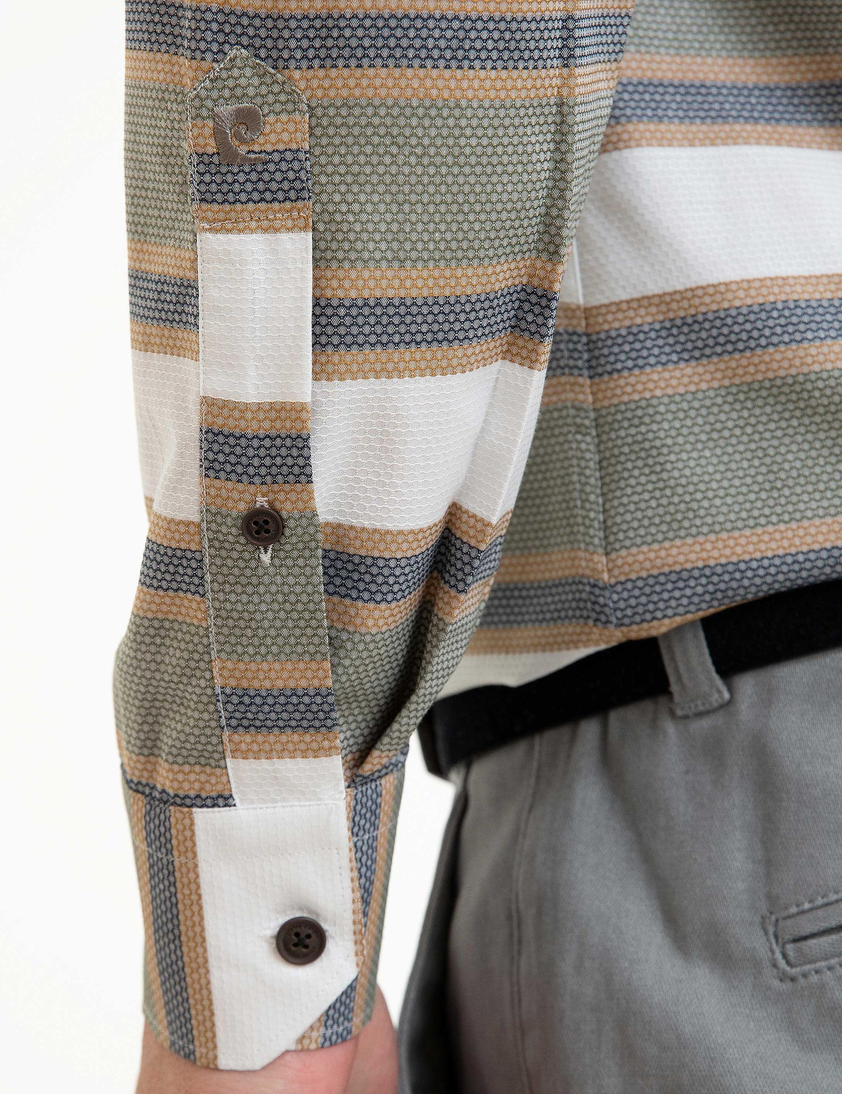 Yeşil Detaylı Slim Fit Gömlek