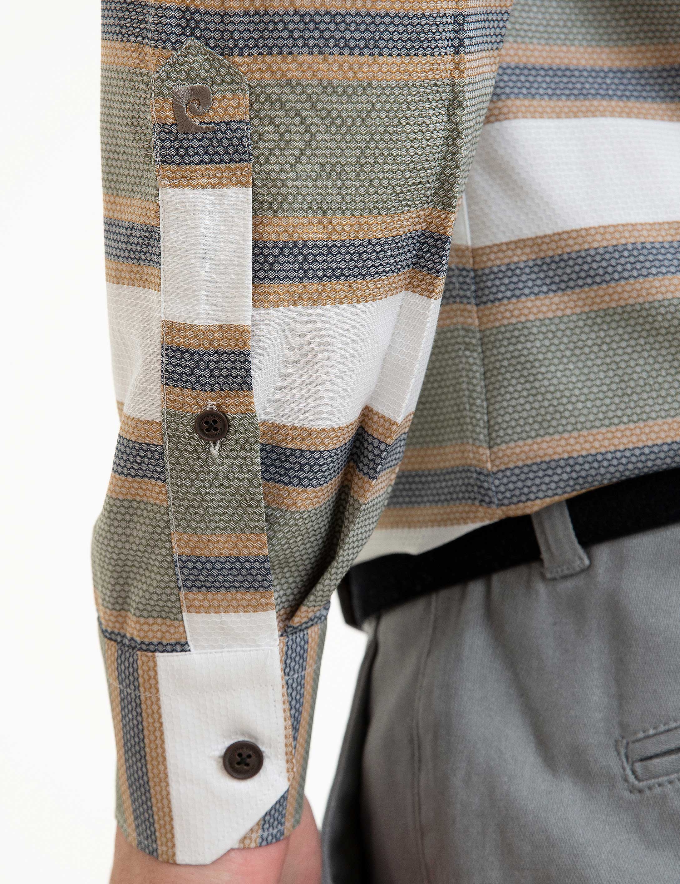 Yeşil Detaylı Slim Fit Gömlek