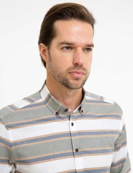 Yeşil Detaylı Slim Fit Gömlek - 50219468024