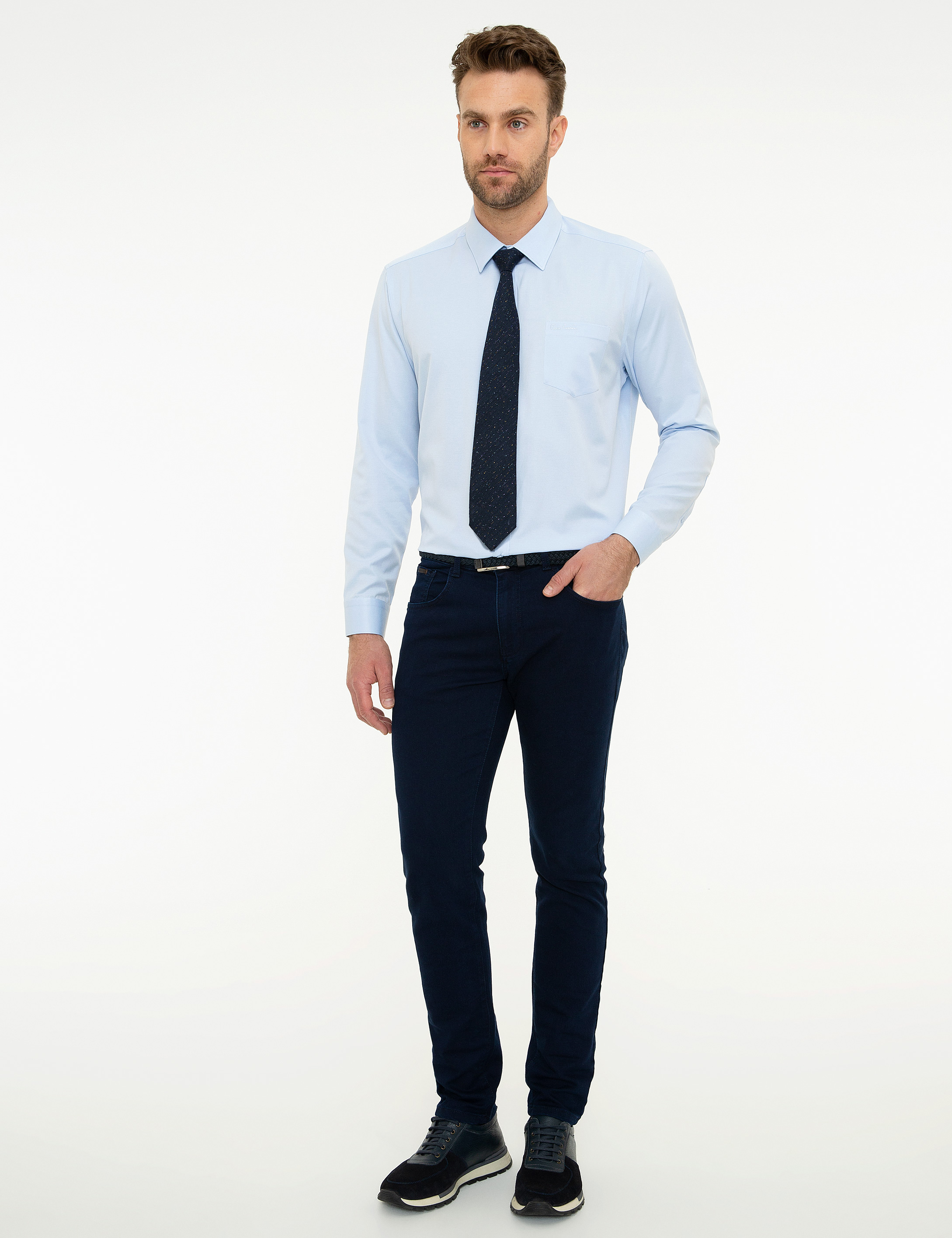 Açık Mavi Regular Fit Klasik Gömlek - Image 4