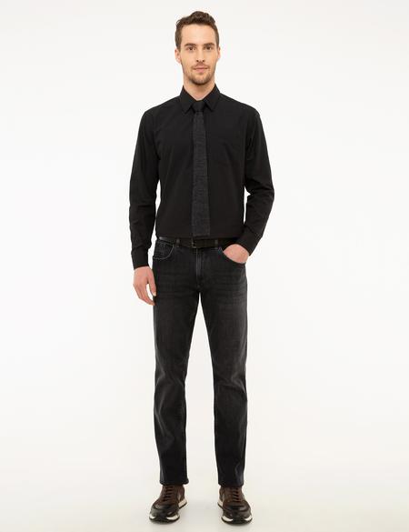 Siyah Regular Fit Uzun Kollu Basic Gömlek - 50207625010