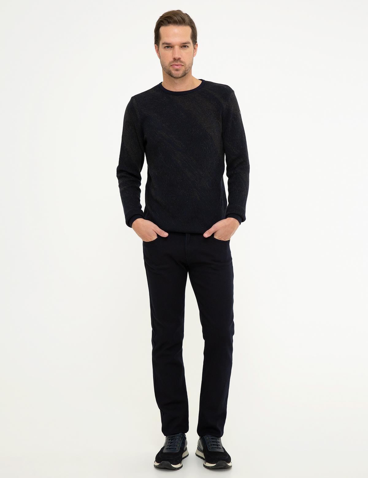 Koyu Lacivert Slim Fit Triko Kazak - 50216080025