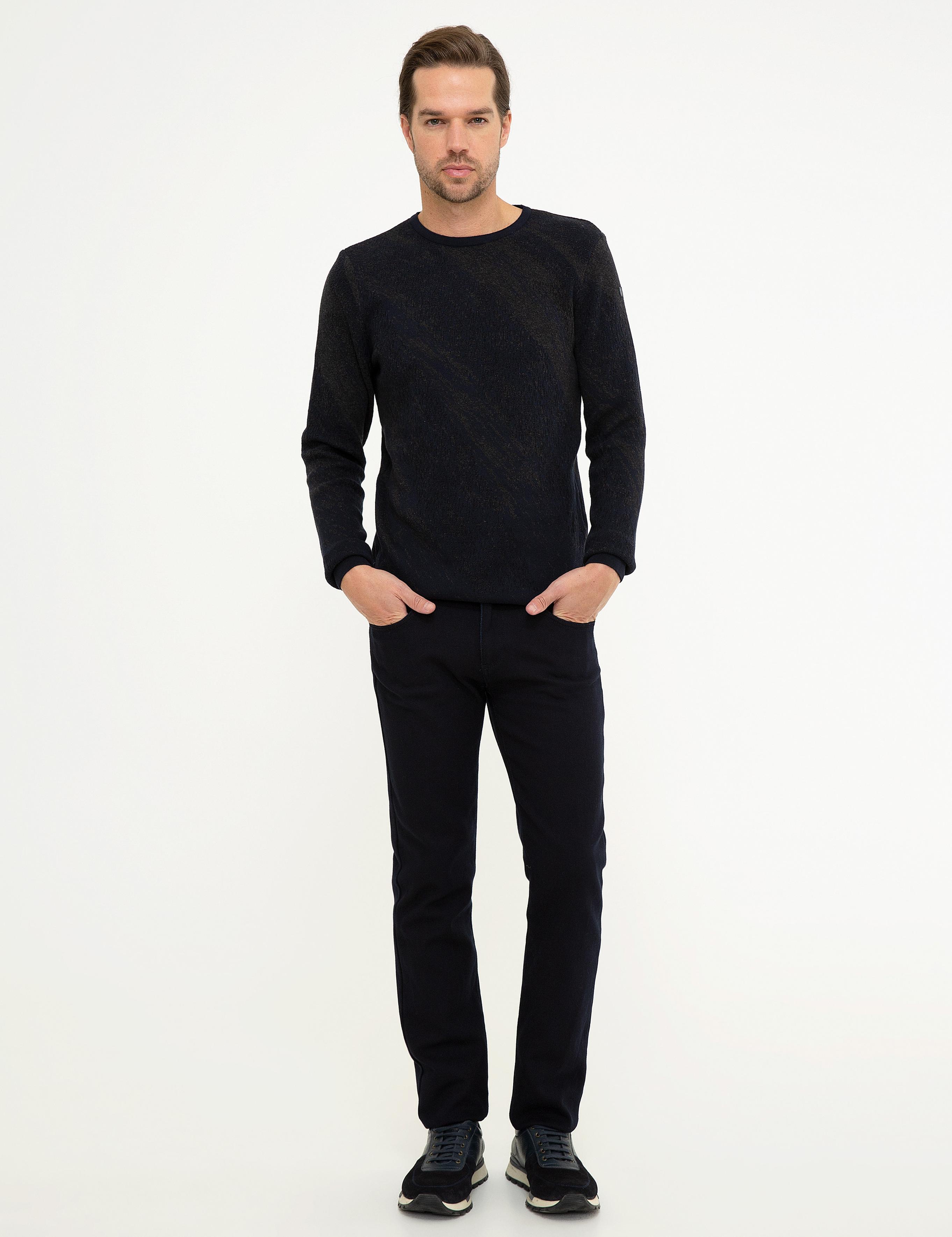 Koyu Lacivert Slim Fit Triko Kazak