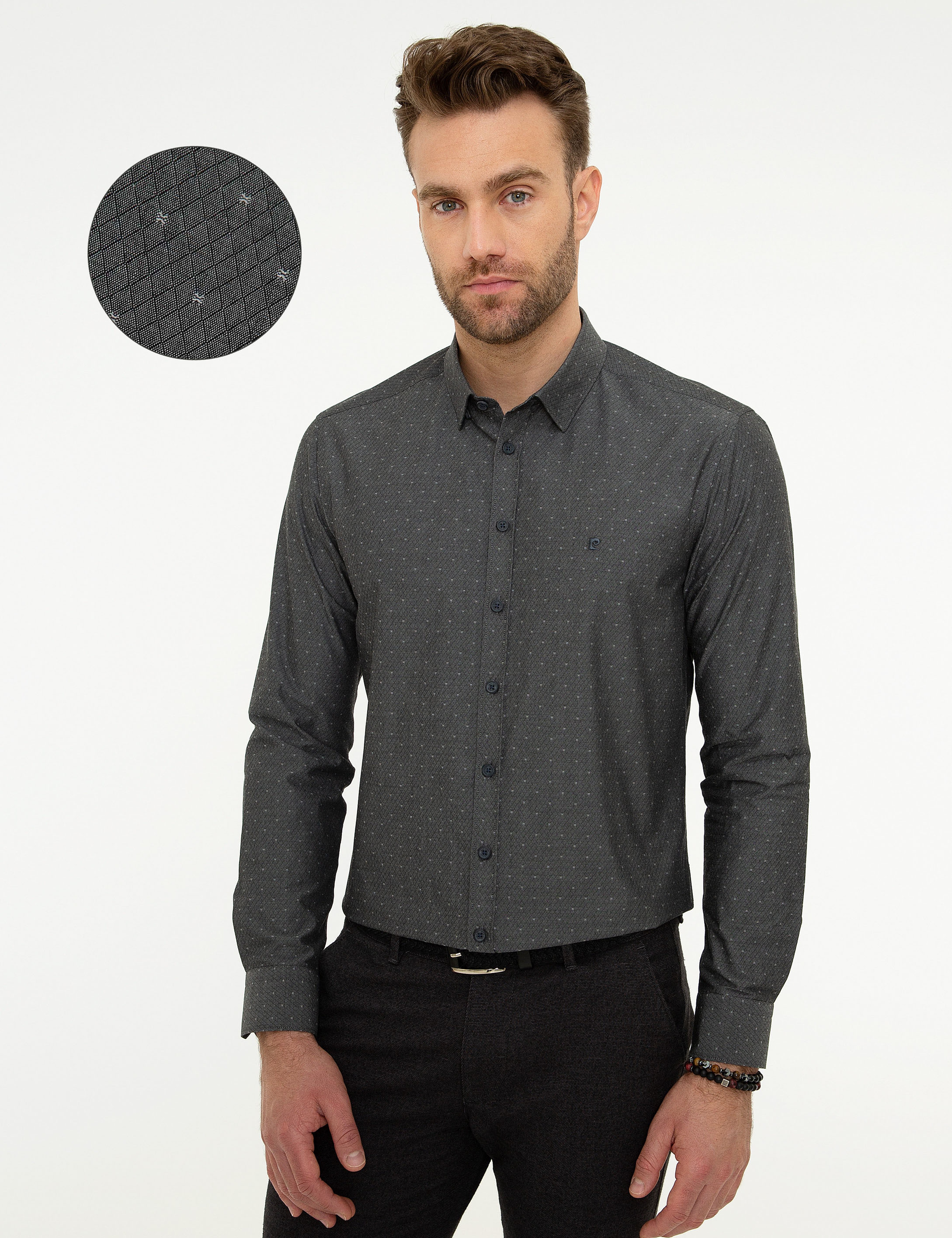 Antrasit Slim Fit Gömlek - Image 1