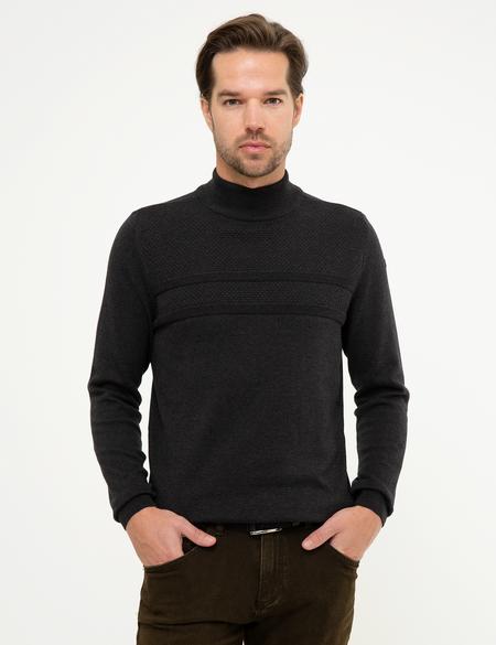 Antrasit Melanj Slim Fit Kazak - 50216862031