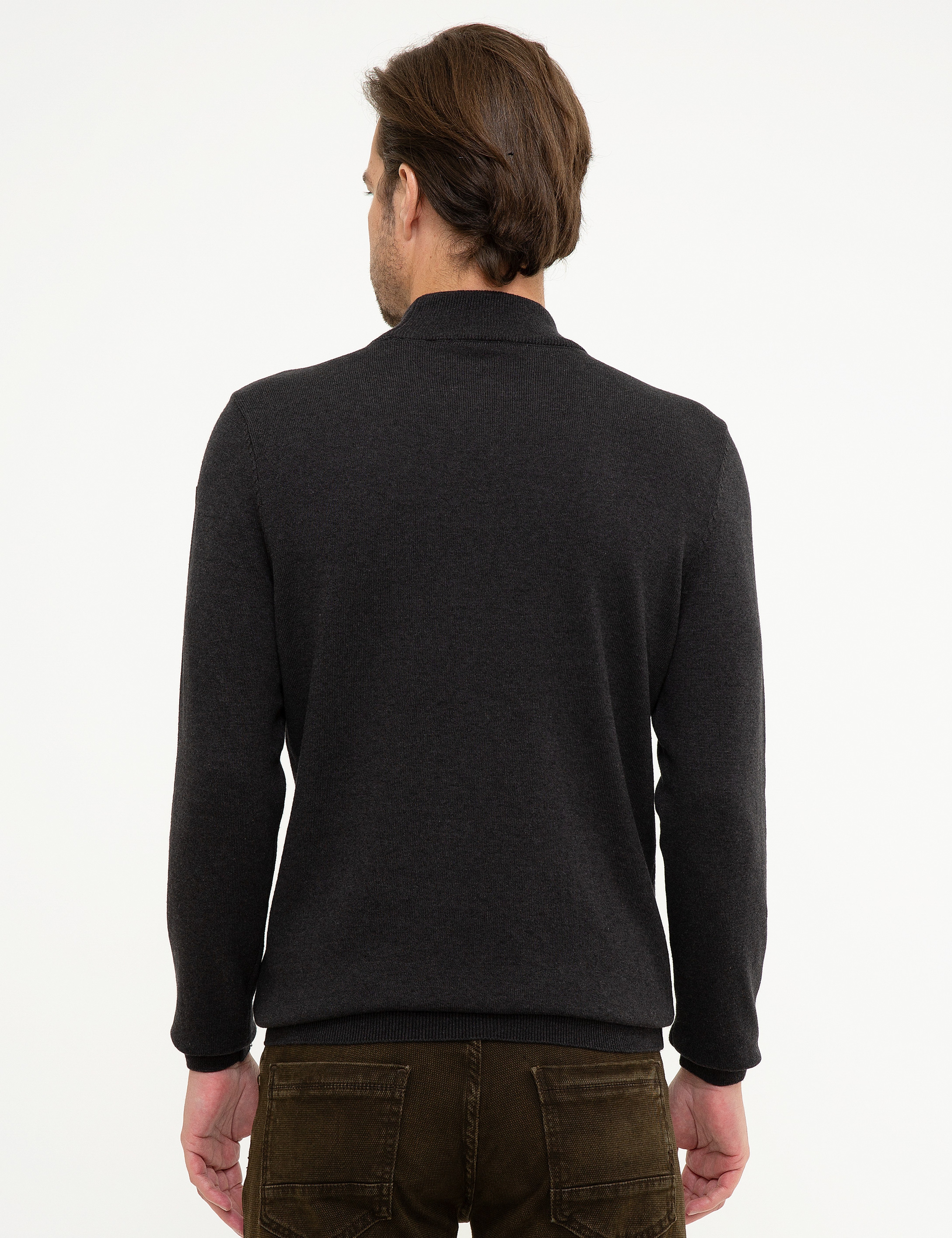 Antrasit Melanj Slim Fit Kazak - Image 4