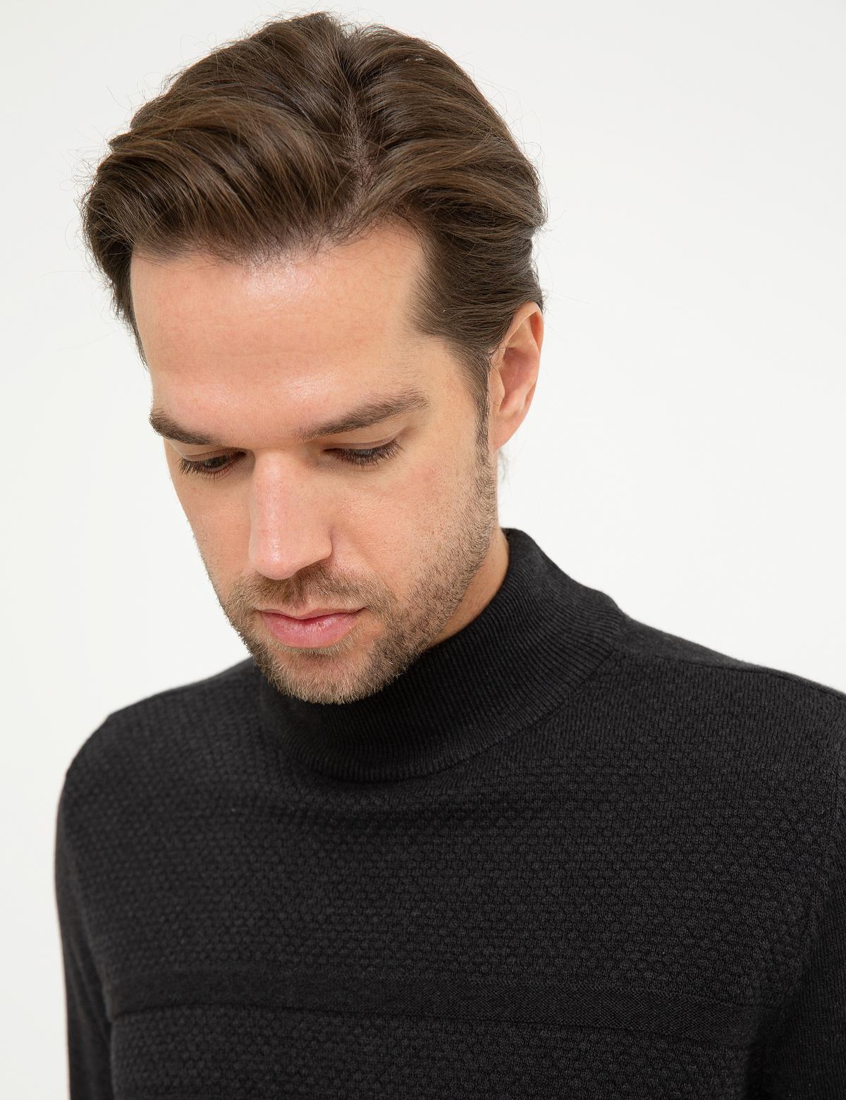 Antrasit Melanj Slim Fit Kazak - 50216862031