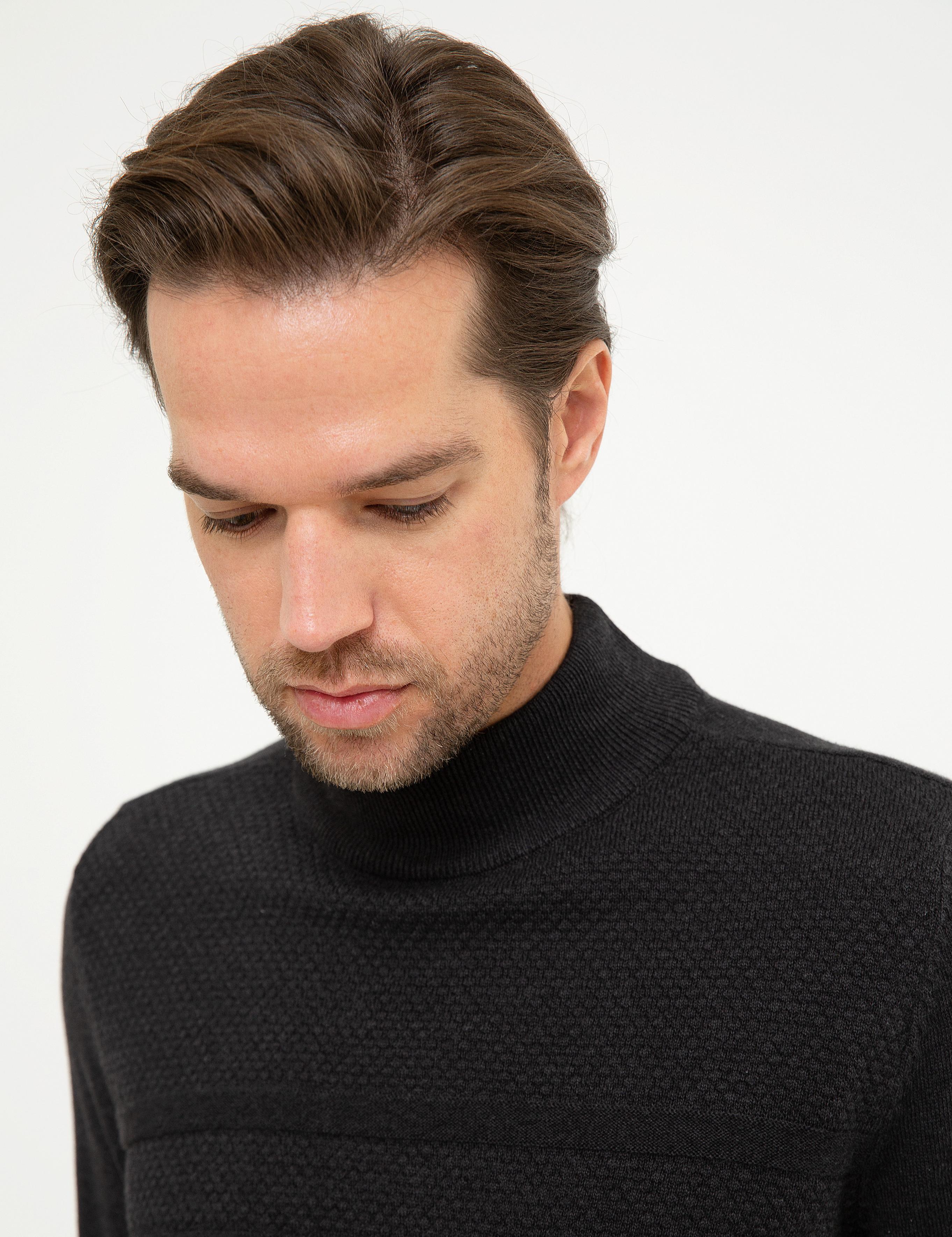 Antrasit Melanj Slim Fit Kazak