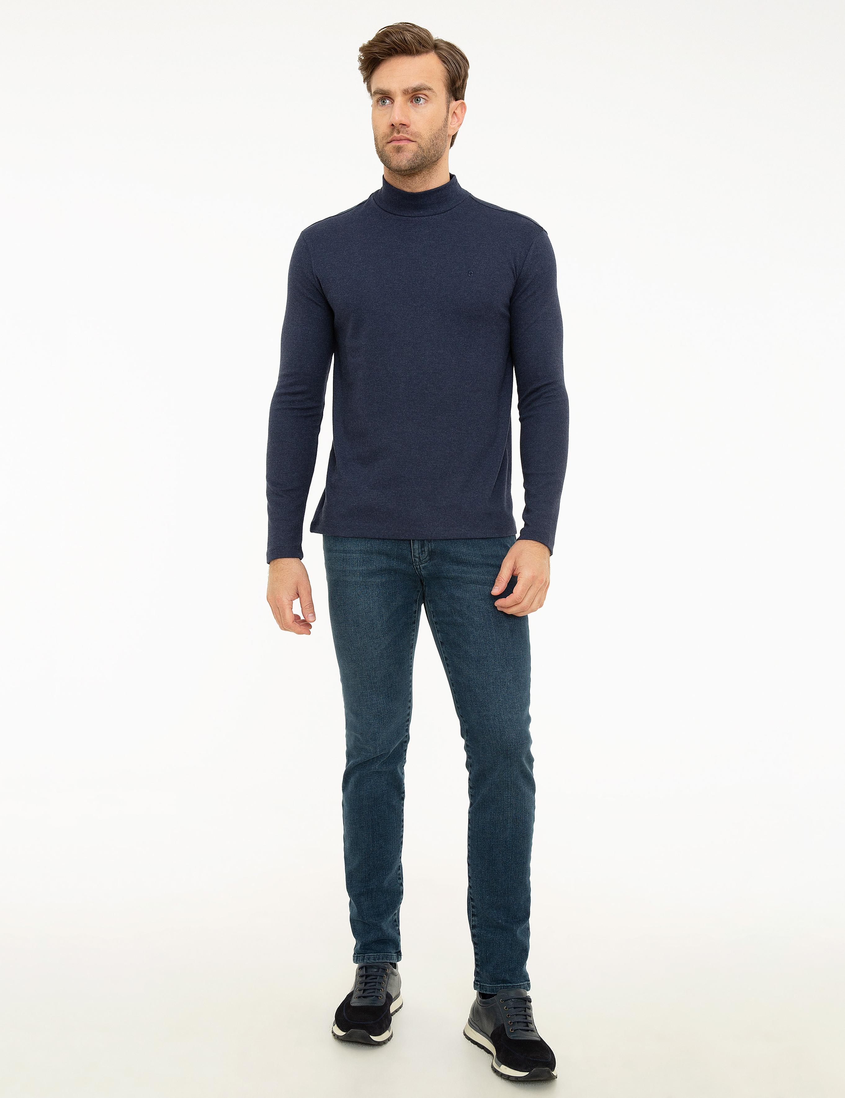 Lacivert Slim Fit Yarım Balıkçı Yaka Sweatshirt