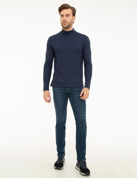 Lacivert Slim Fit Yarım Balıkçı Yaka Sweatshirt - 50218006007