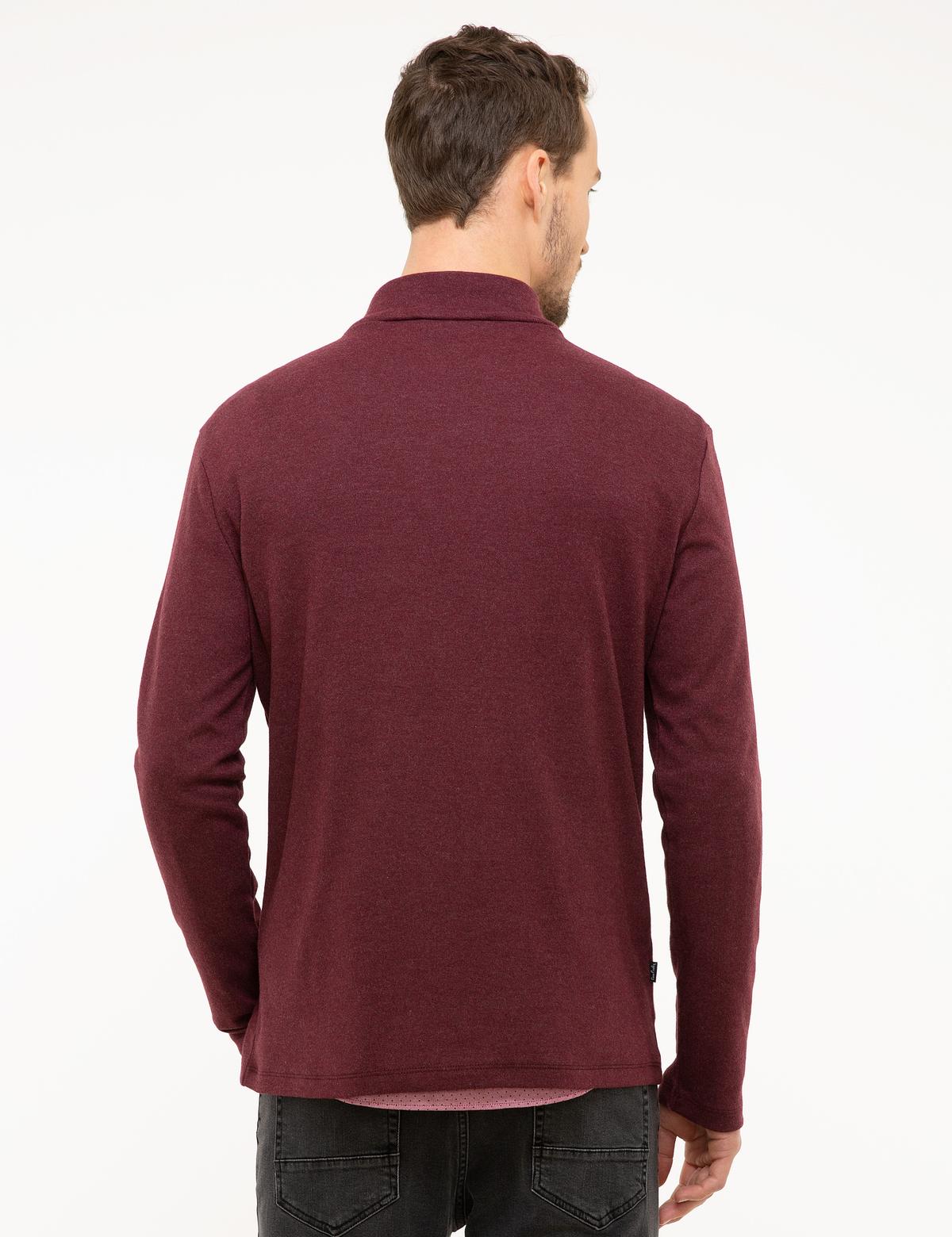 Bordo Slim Fit Yarım Balıkçı Yaka Sweatshirt - 50218006019