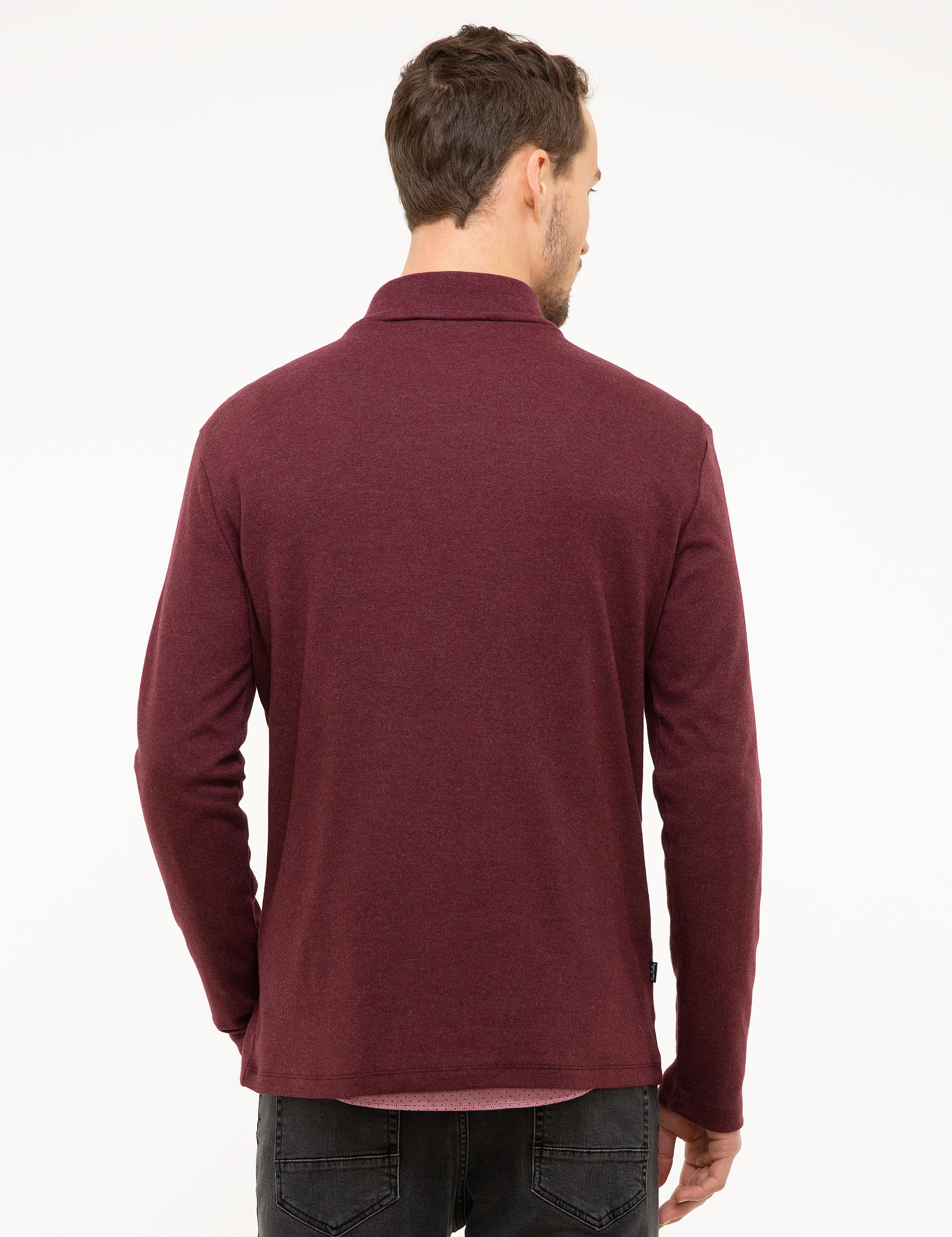 Bordo Slim Fit Yarım Balıkçı Yaka Sweatshirt