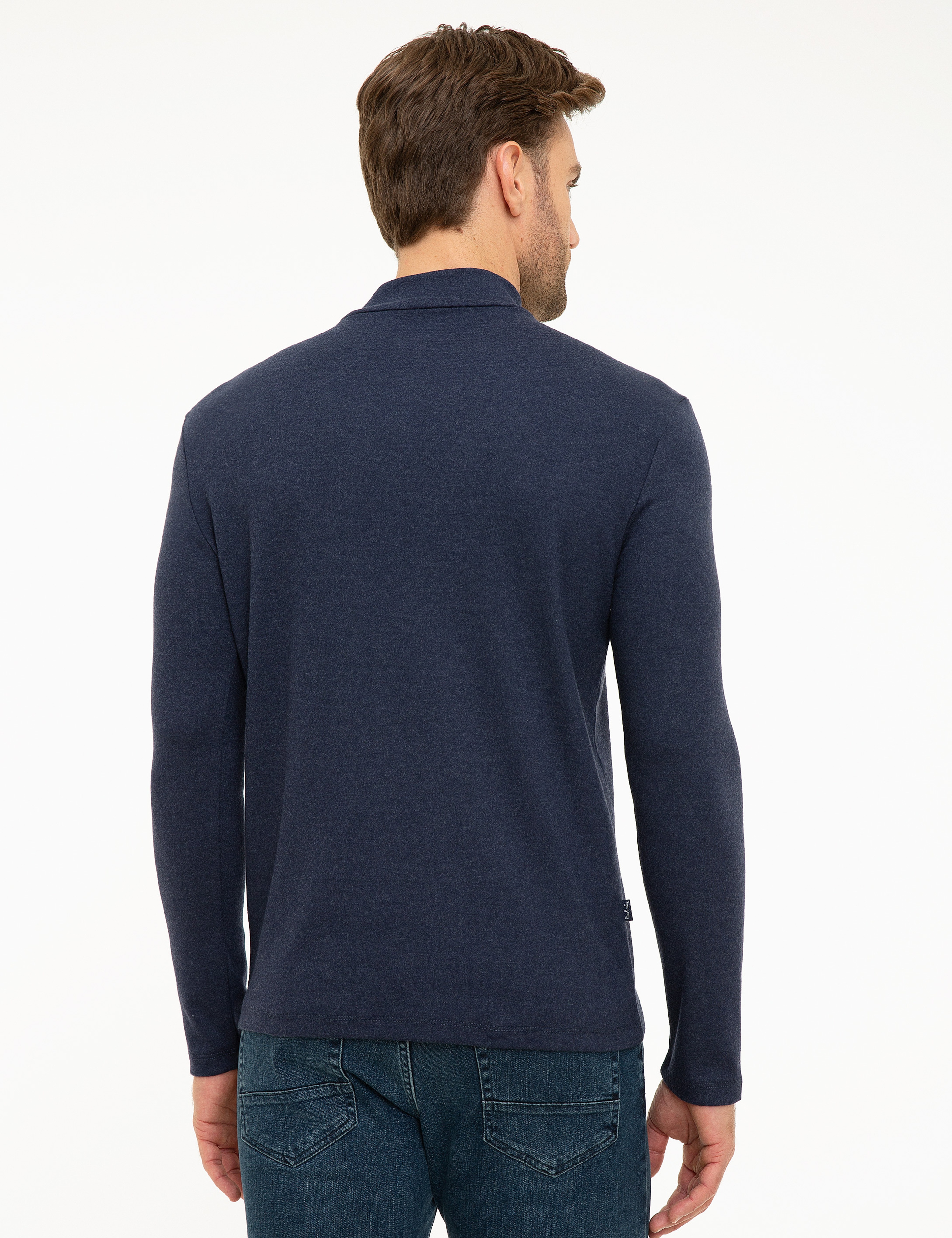 Lacivert Slim Fit Yarım Balıkçı Yaka Sweatshirt - Image 4