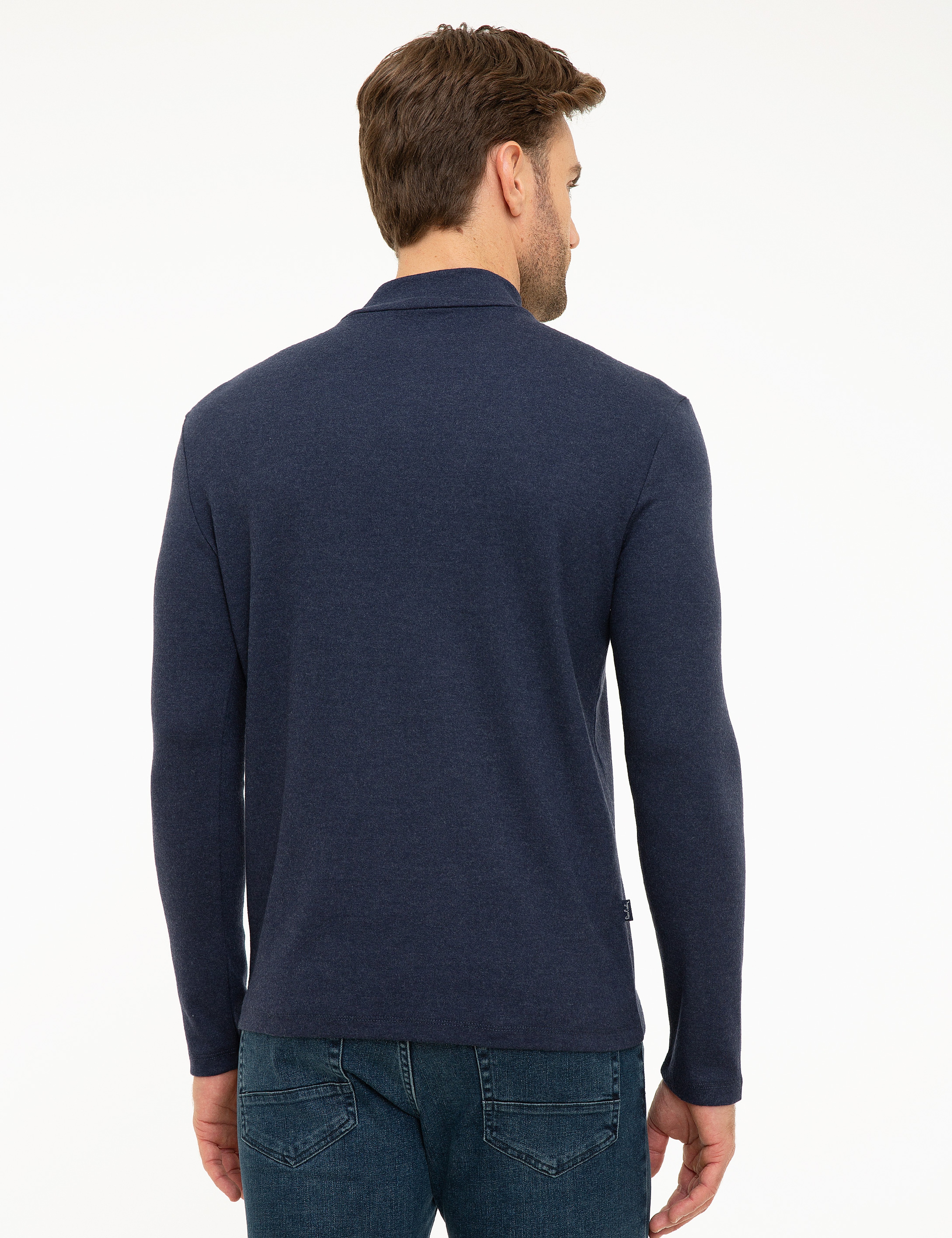 Lacivert Slim Fit Yarım Balıkçı Yaka Sweatshirt