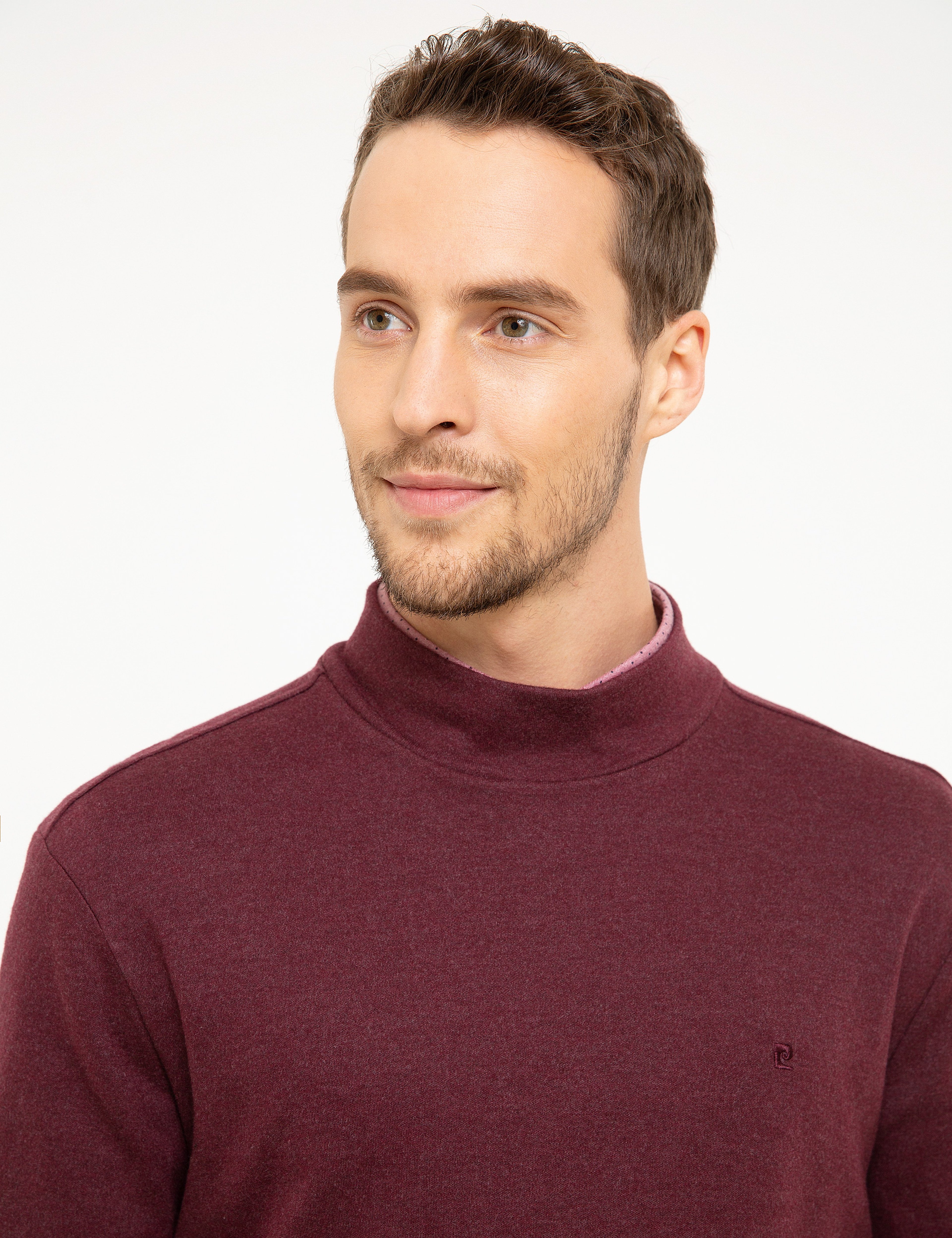 Bordo Slim Fit Yarım Balıkçı Yaka Sweatshirt