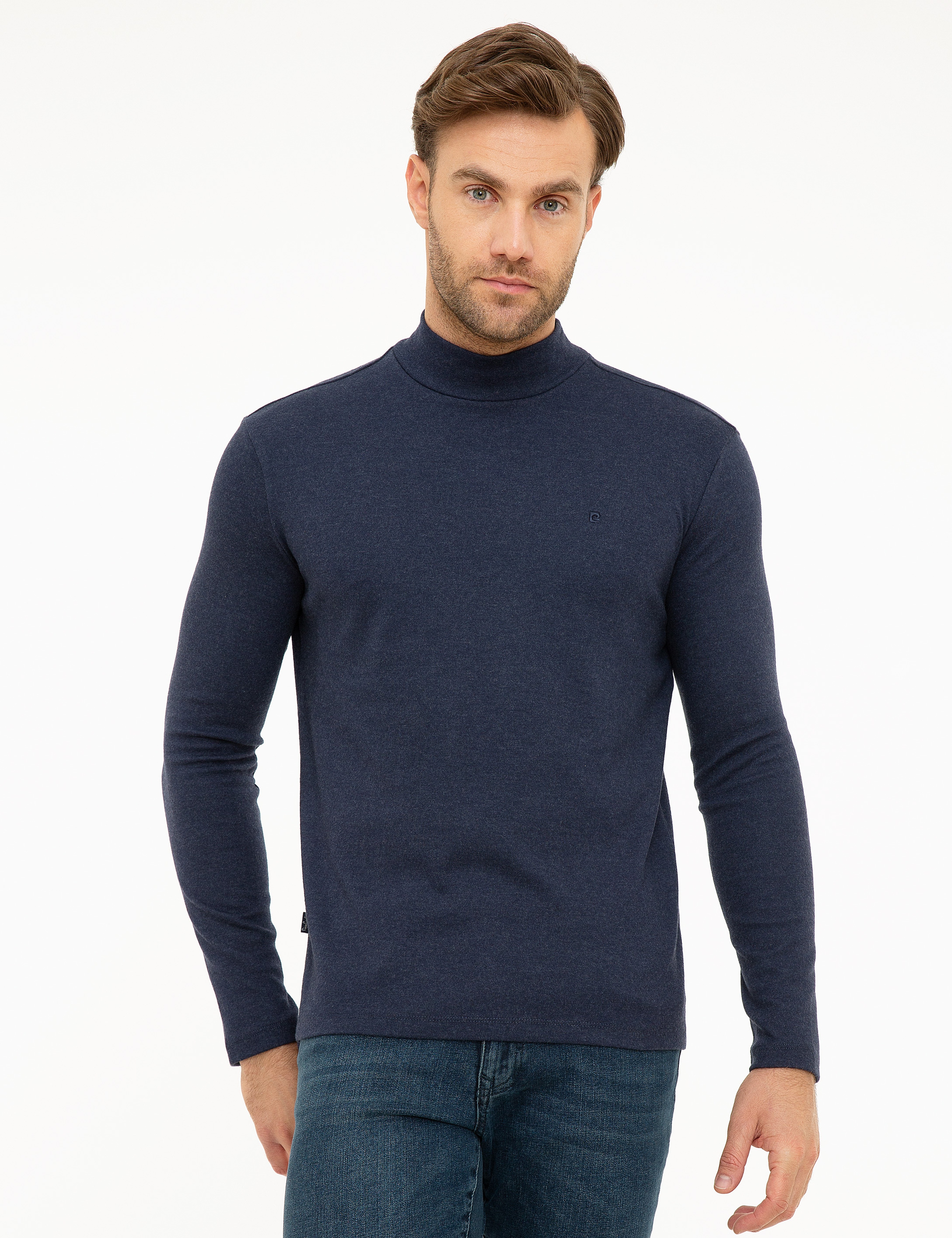 Lacivert Slim Fit Yarım Balıkçı Yaka Sweatshirt - Image 2