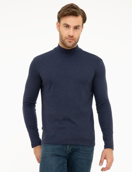 Lacivert Slim Fit Yarım Balıkçı Yaka Sweatshirt - 50218006007