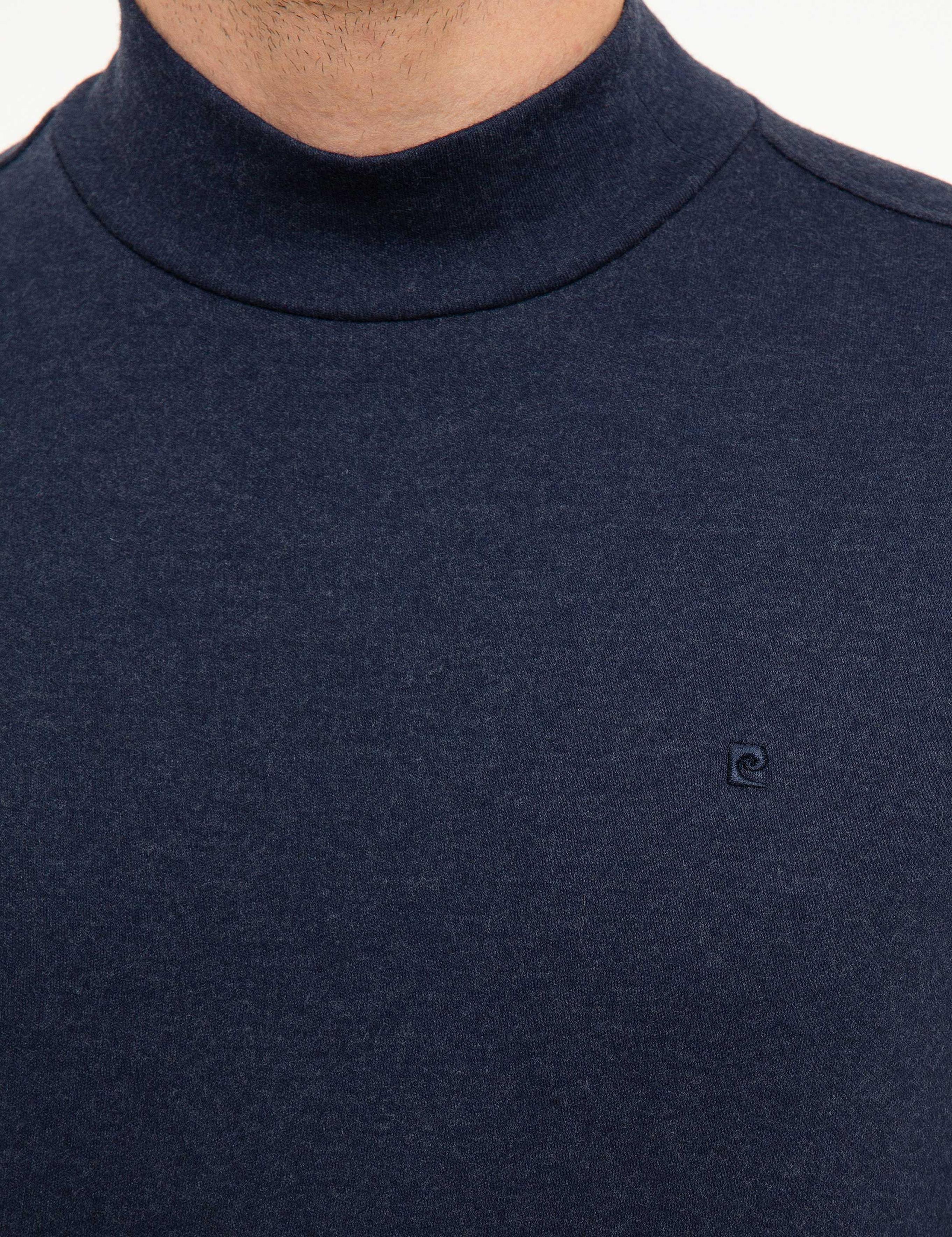 Lacivert Slim Fit Yarım Balıkçı Yaka Sweatshirt