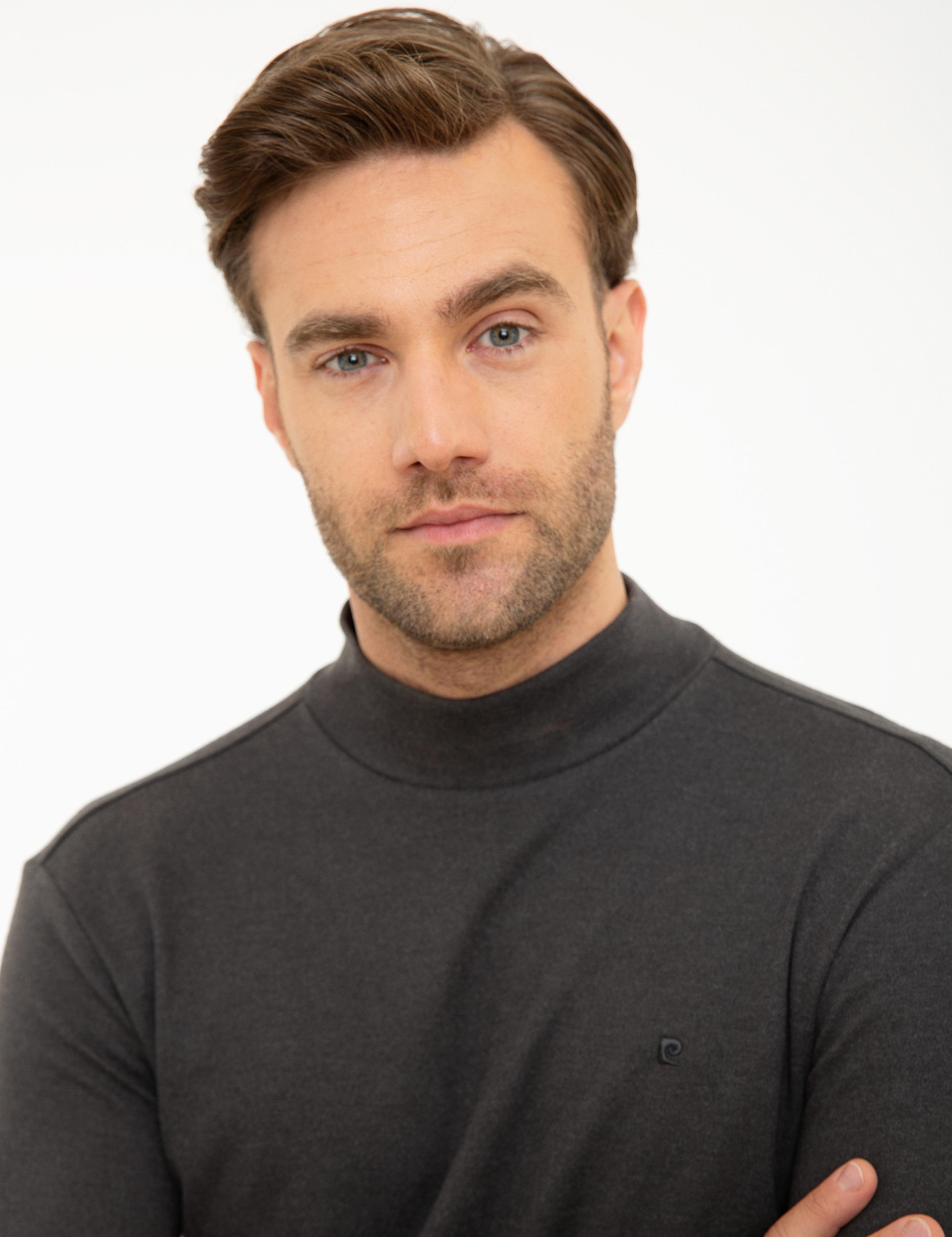 Antrasit Melanj Slim Fit Yarım Balıkçı Yaka Sweatshirt