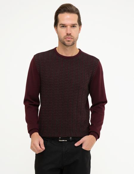 Bordo Slim Fit Triko Kazak - 50218114021