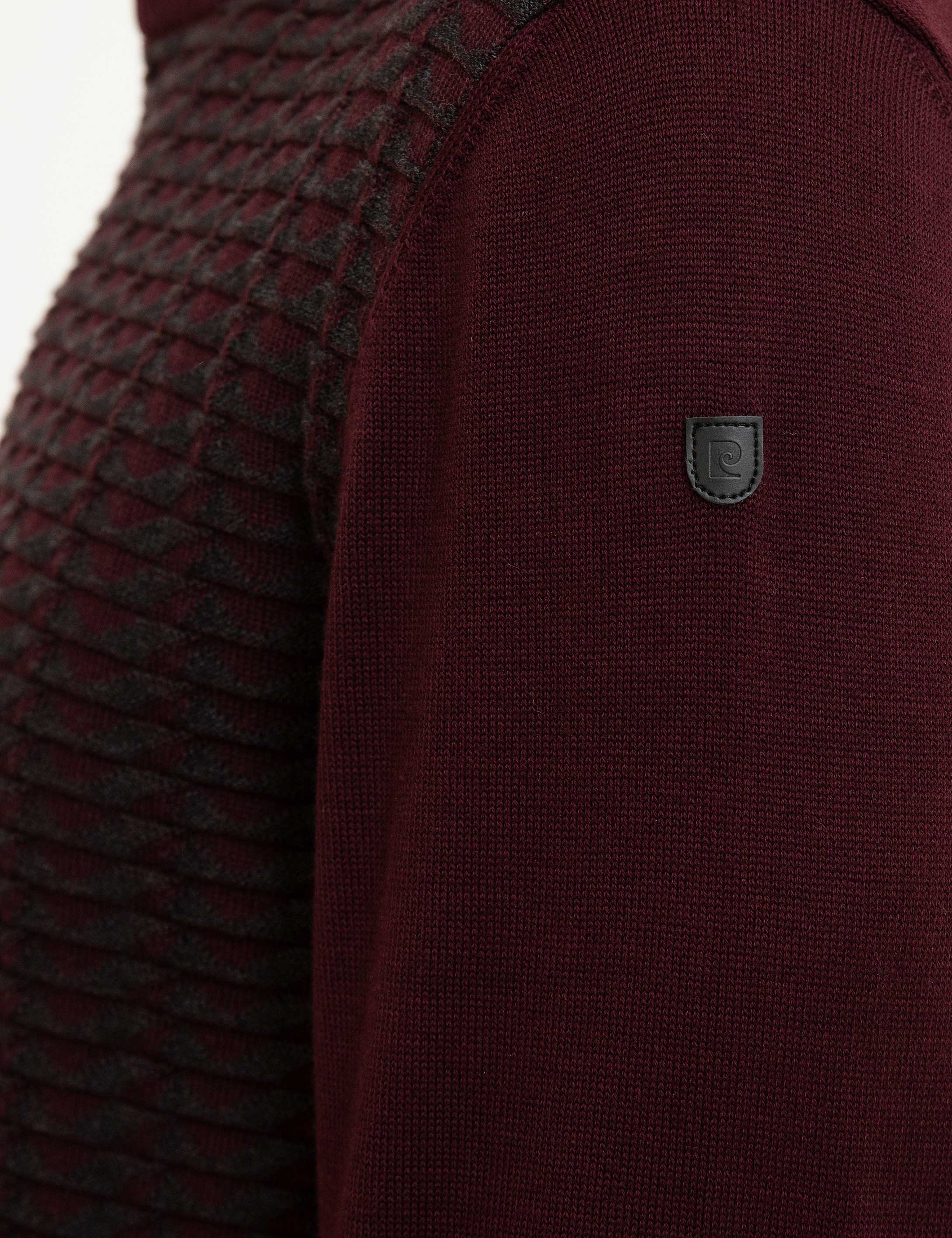 Bordo Slim Fit Bisiklet Yaka Triko Kazak