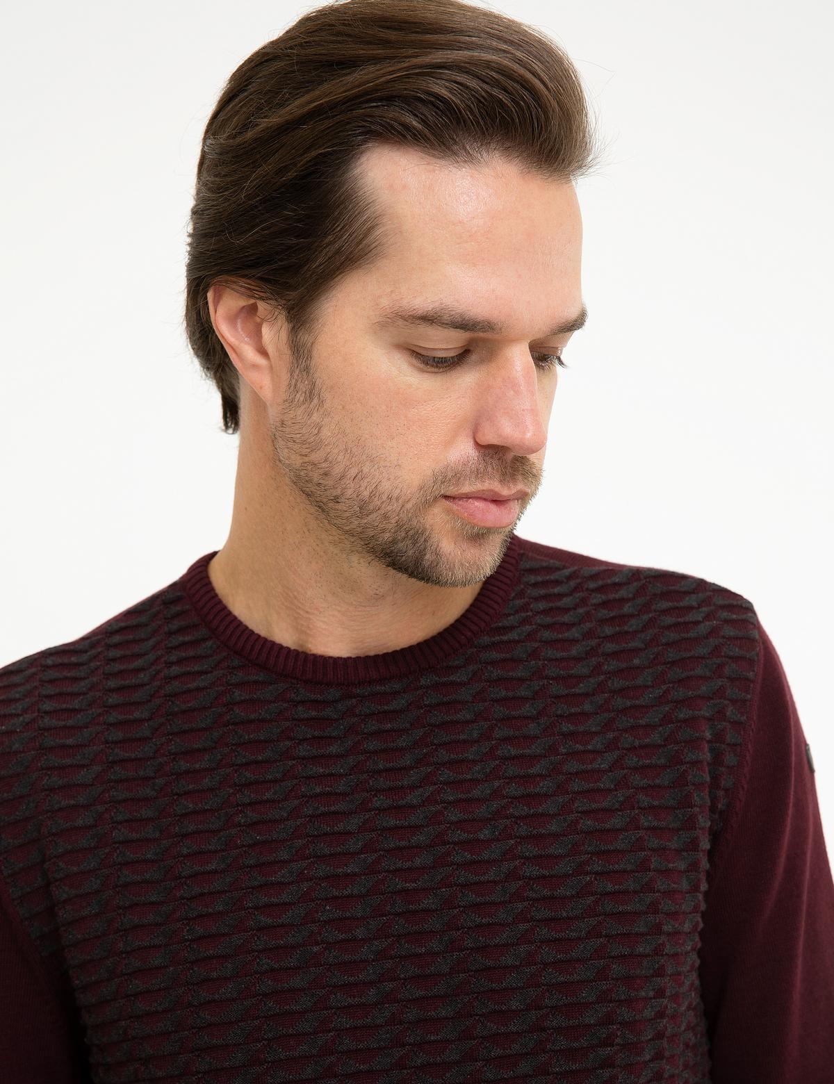 Bordo Slim Fit Triko Kazak