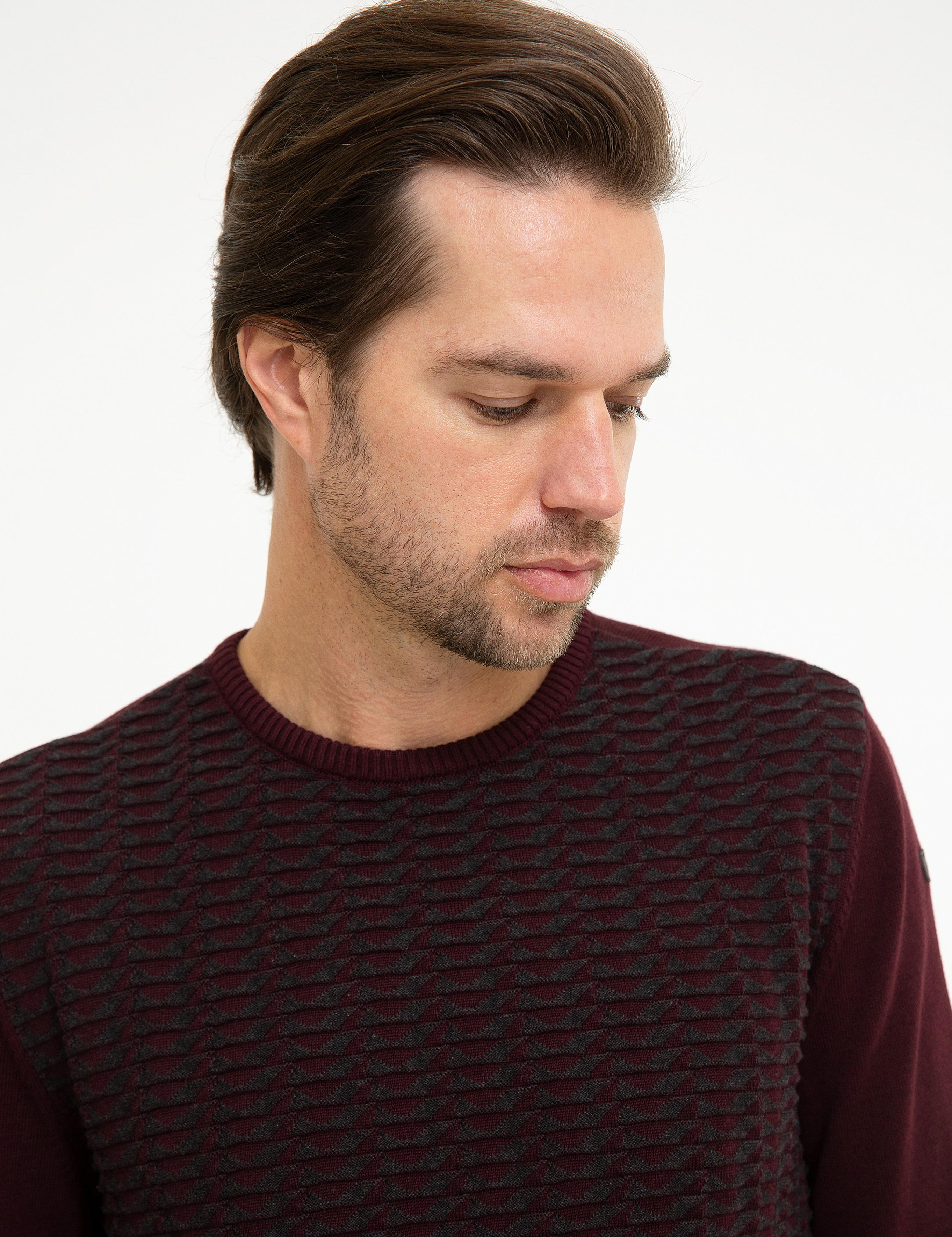 Bordo Slim Fit Triko Kazak