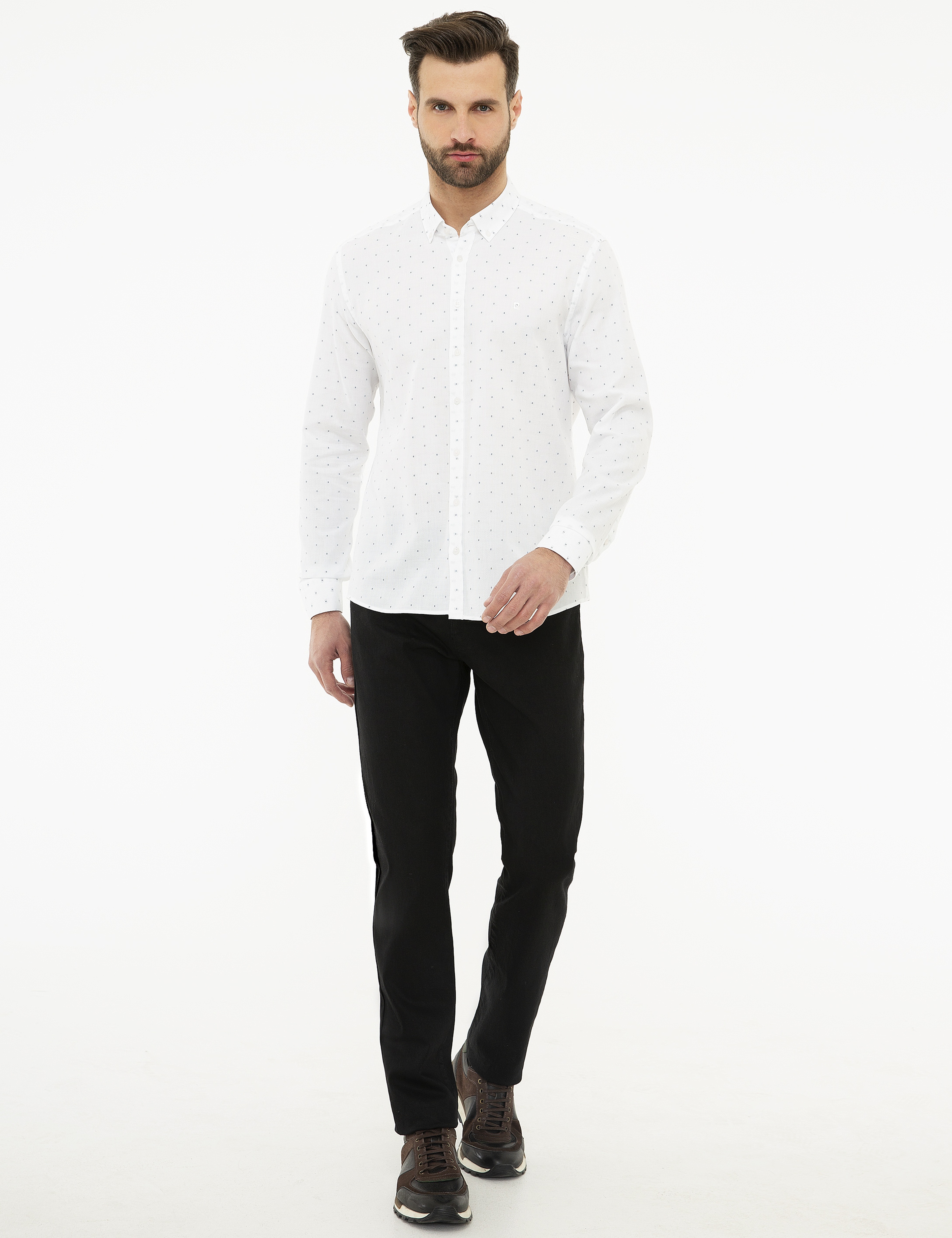 Lacivert Slim Fit Uzun Kollu Gömlek - Image 4