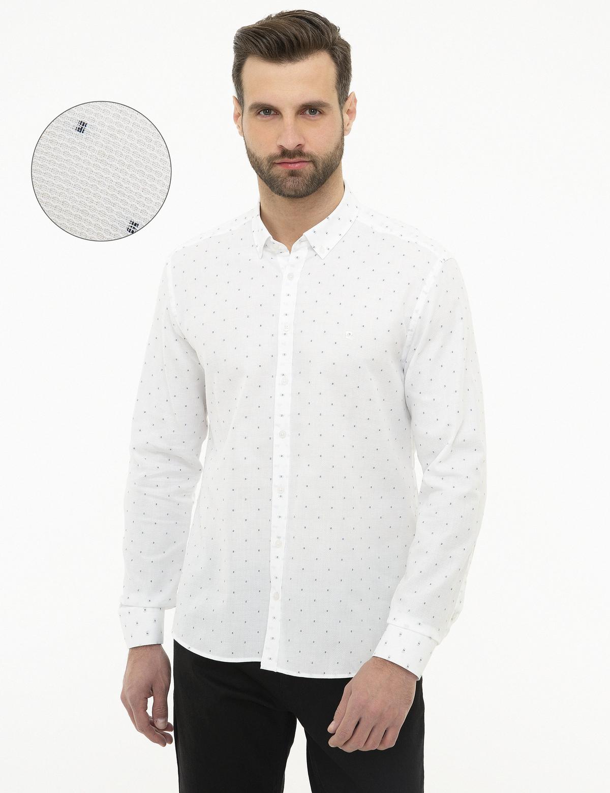 Lacivert Slim Fit Uzun Kollu Gömlek