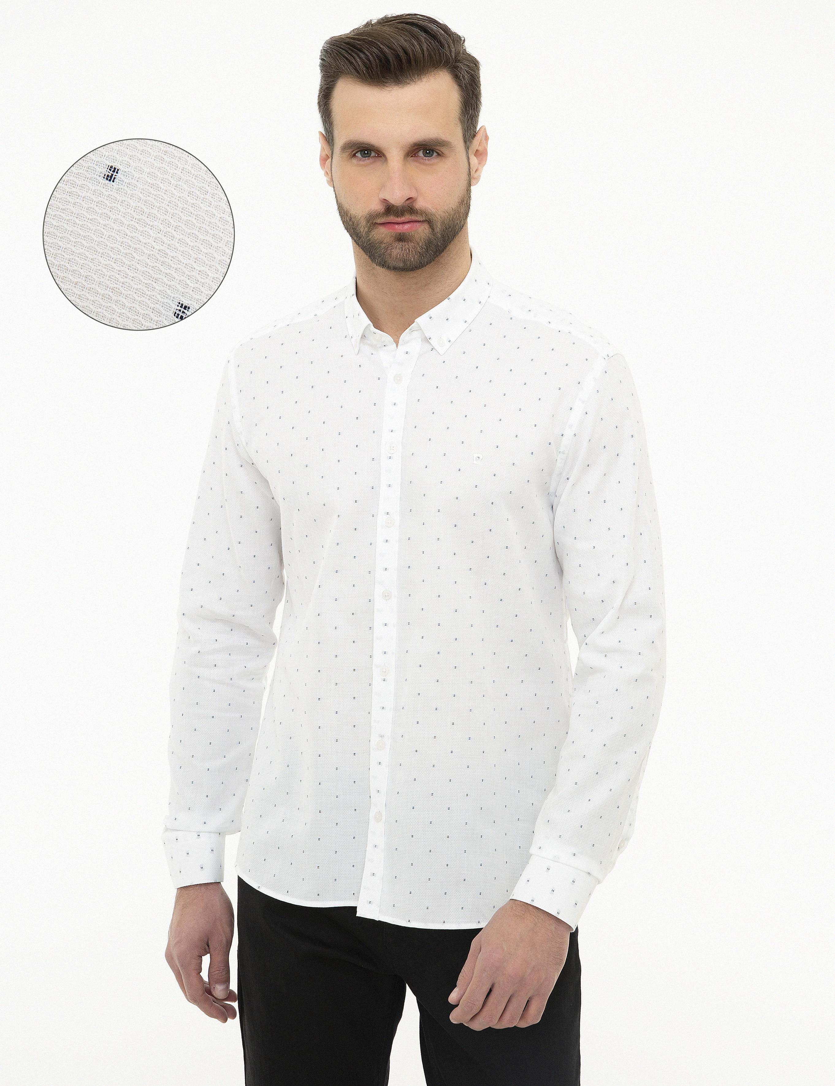 Lacivert Slim Fit Uzun Kollu Gömlek