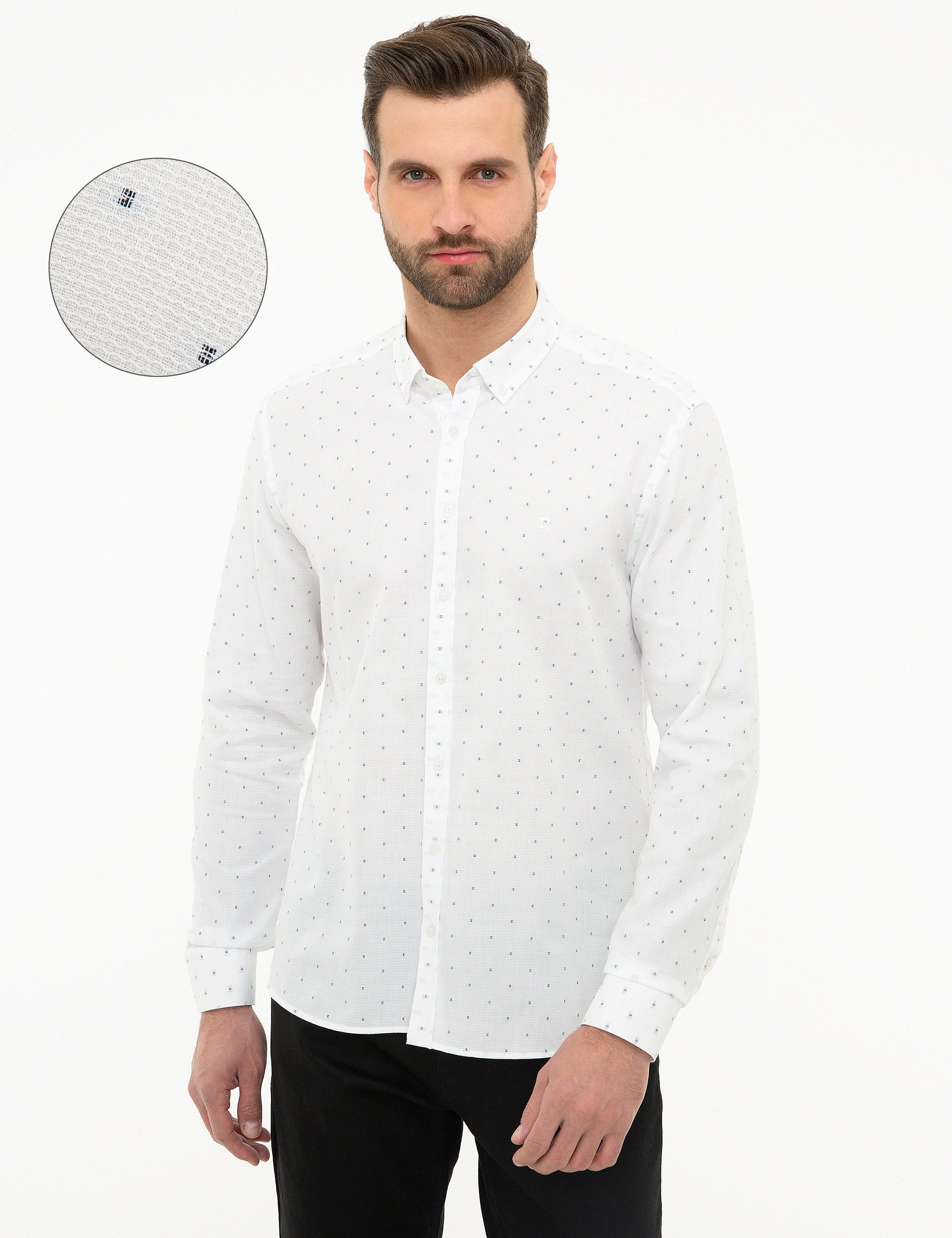 Lacivert Slim Fit Uzun Kollu Gömlek