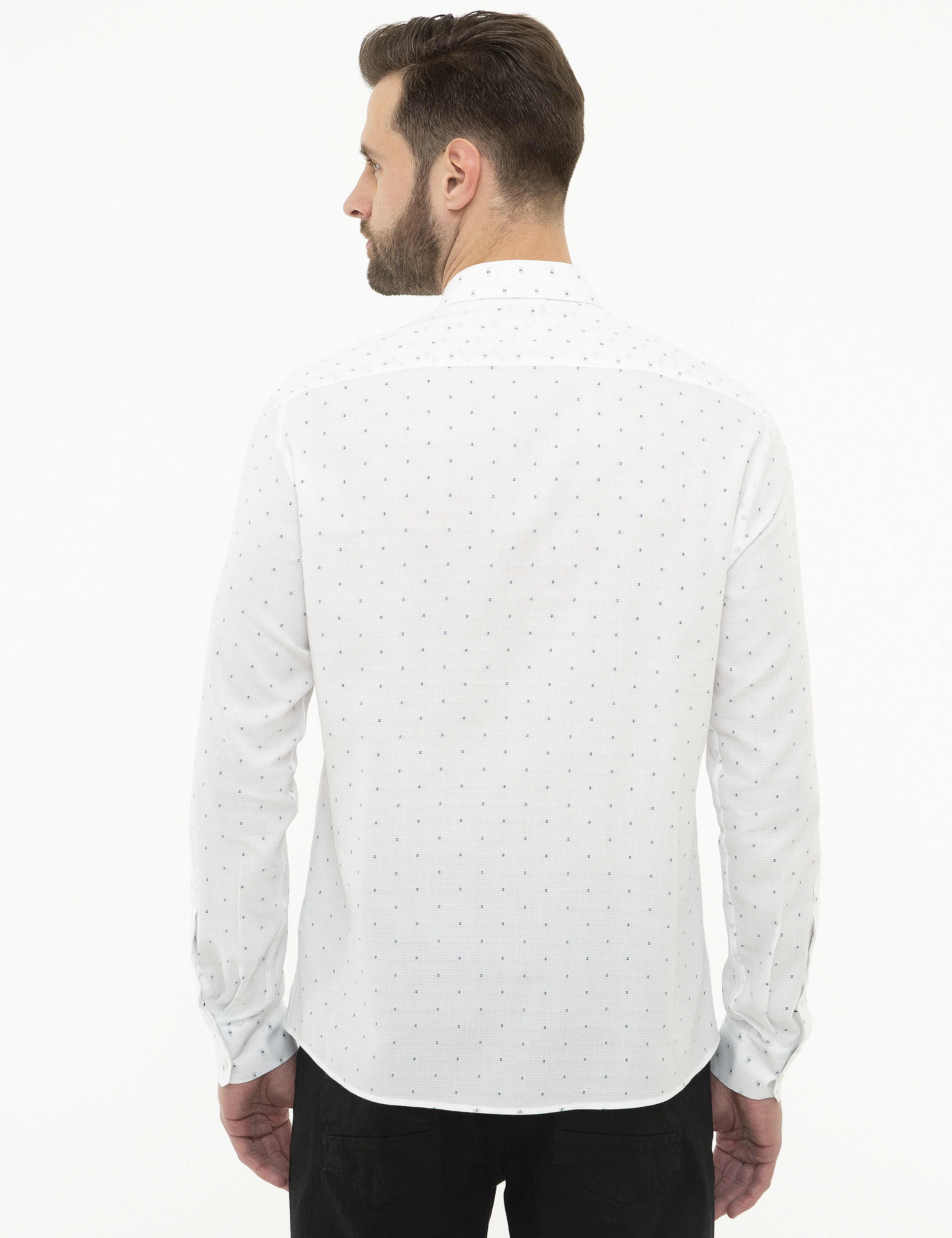 Lacivert Slim Fit Uzun Kollu Gömlek
