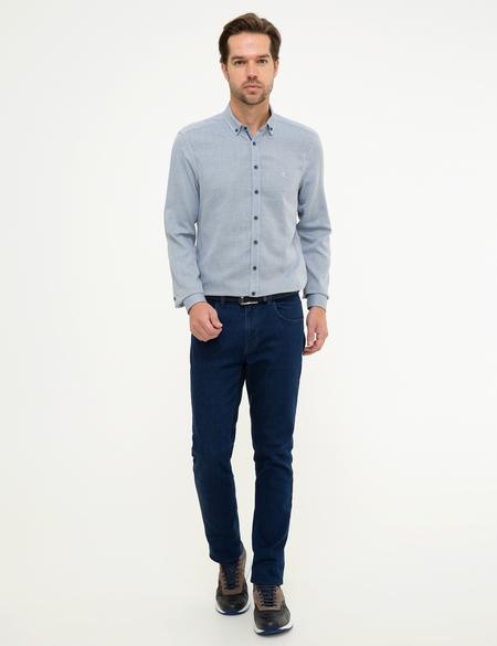 Lacivert Slim Fit Uzun Kollu Gömlek - 50219464075